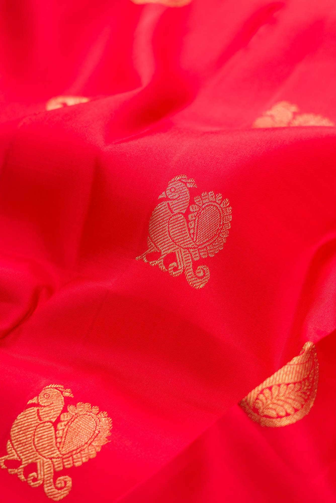 Pure Silk Pure Zari Red Dual Tone Kanchipuram Saree