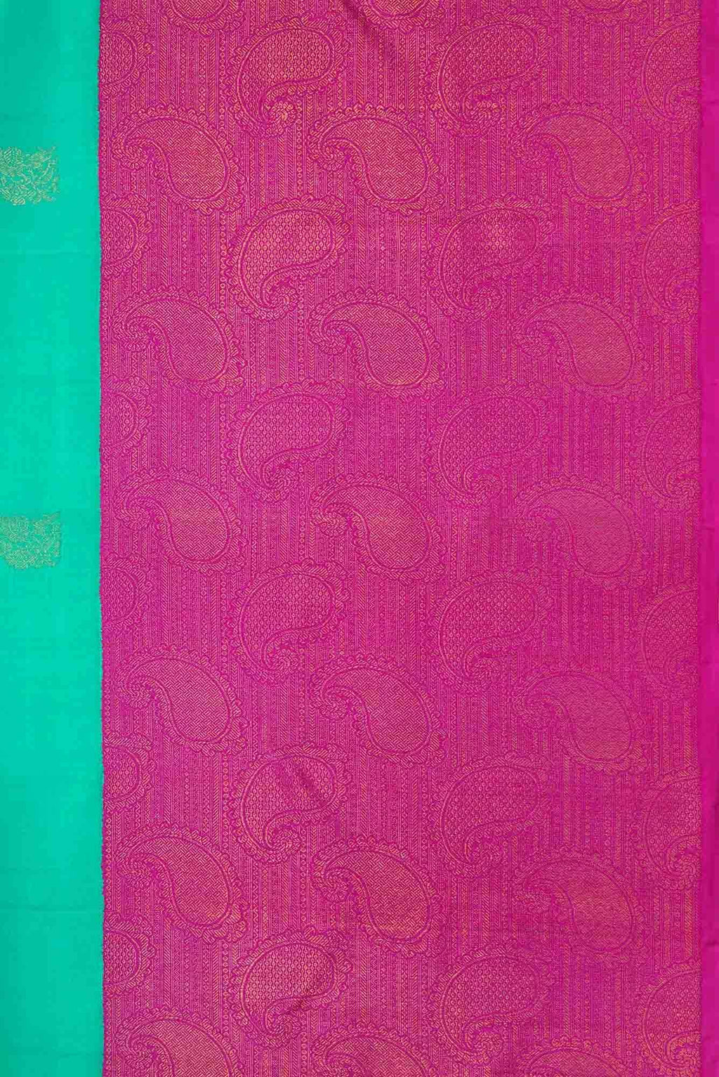 Pure Silk Pure Zari Sea Green Dual Tone Kanchipuram Saree