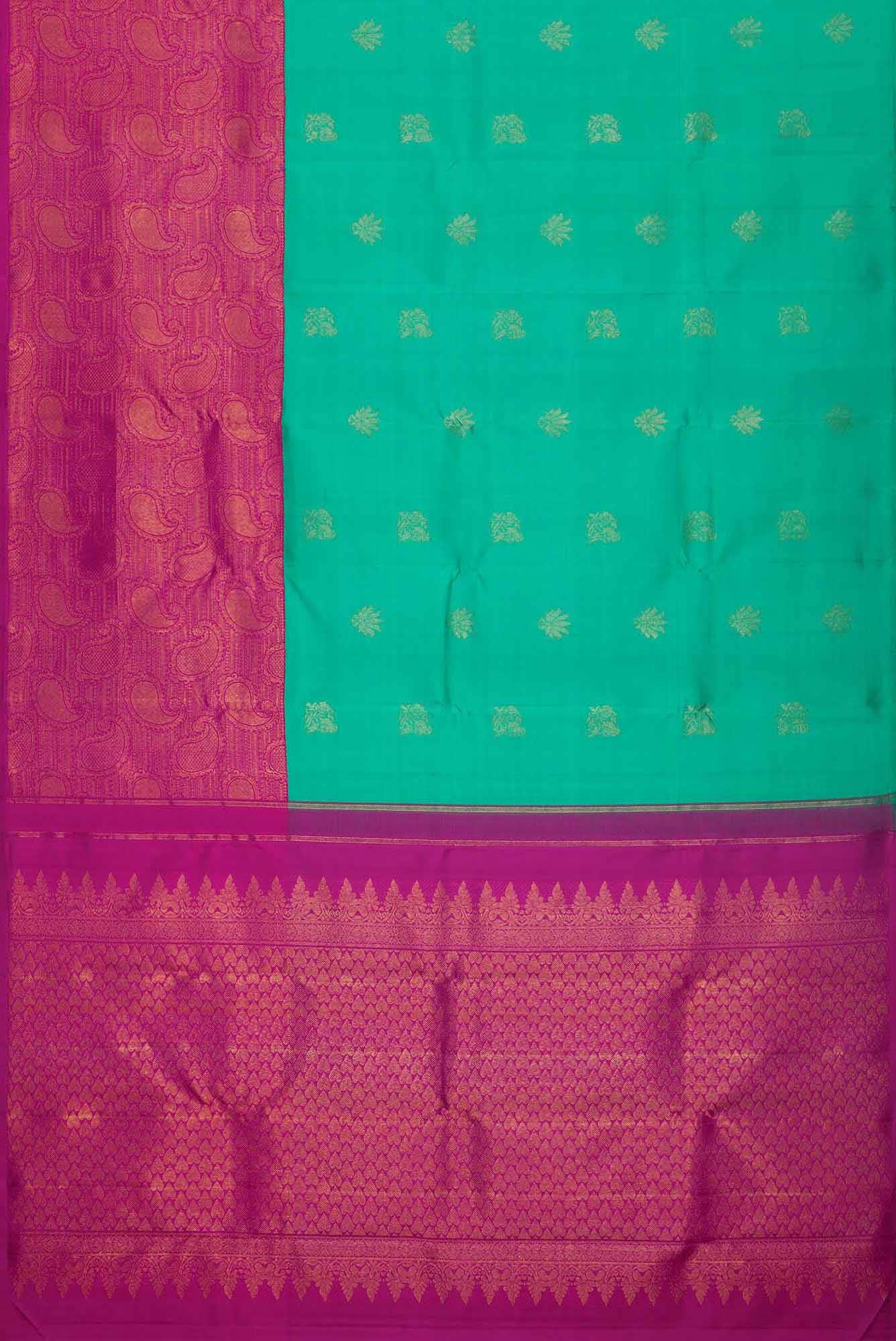 Pure Silk Pure Zari Sea Green Dual Tone Kanchipuram Saree