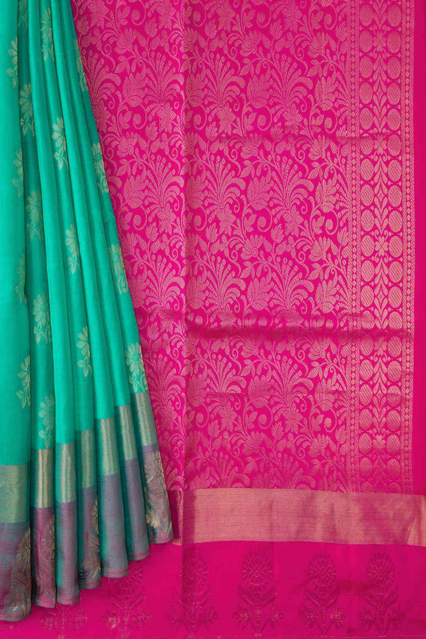 Green Dual Tone Soft Silk Saree