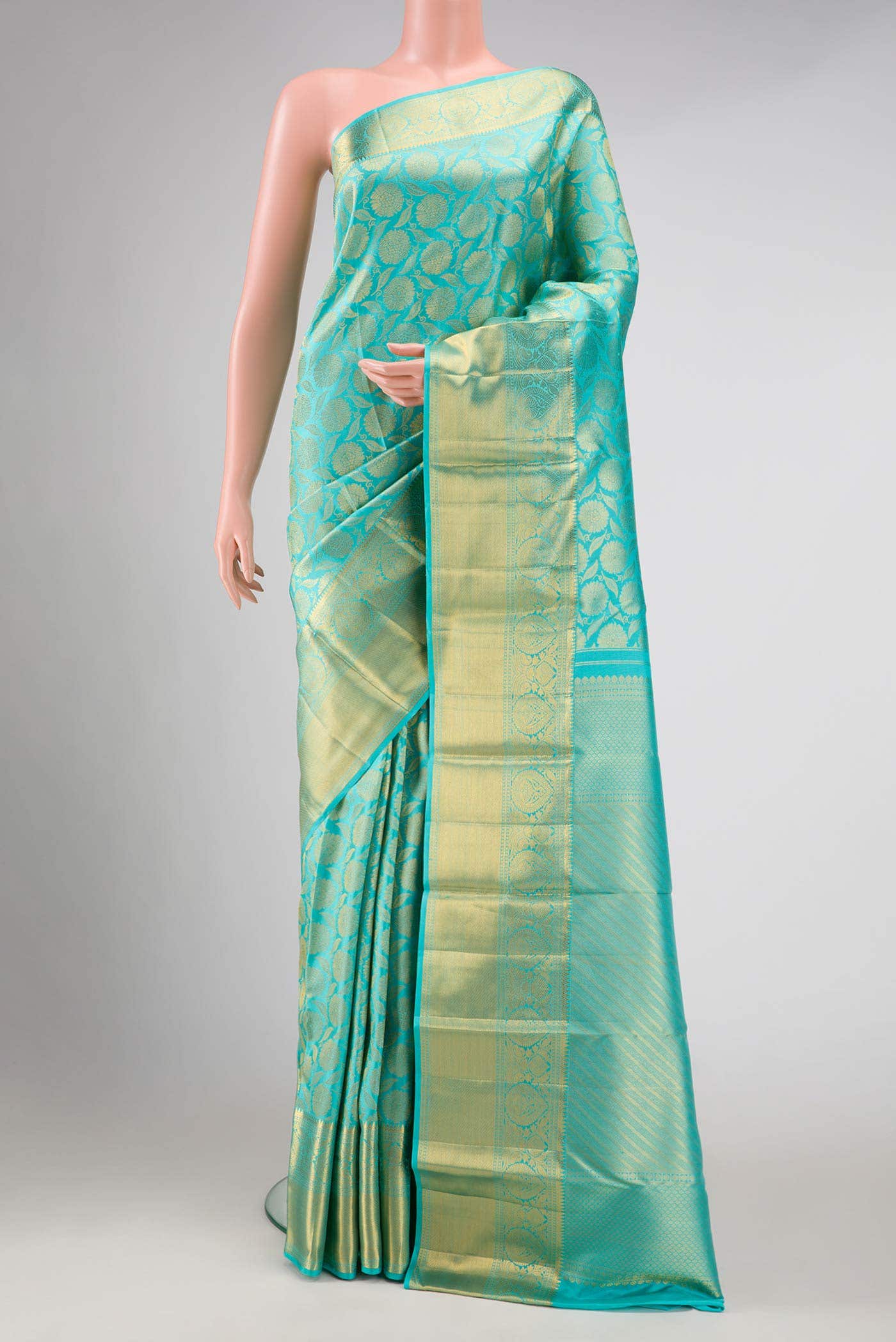 Sky Blue Kanchipuram Silk Saree