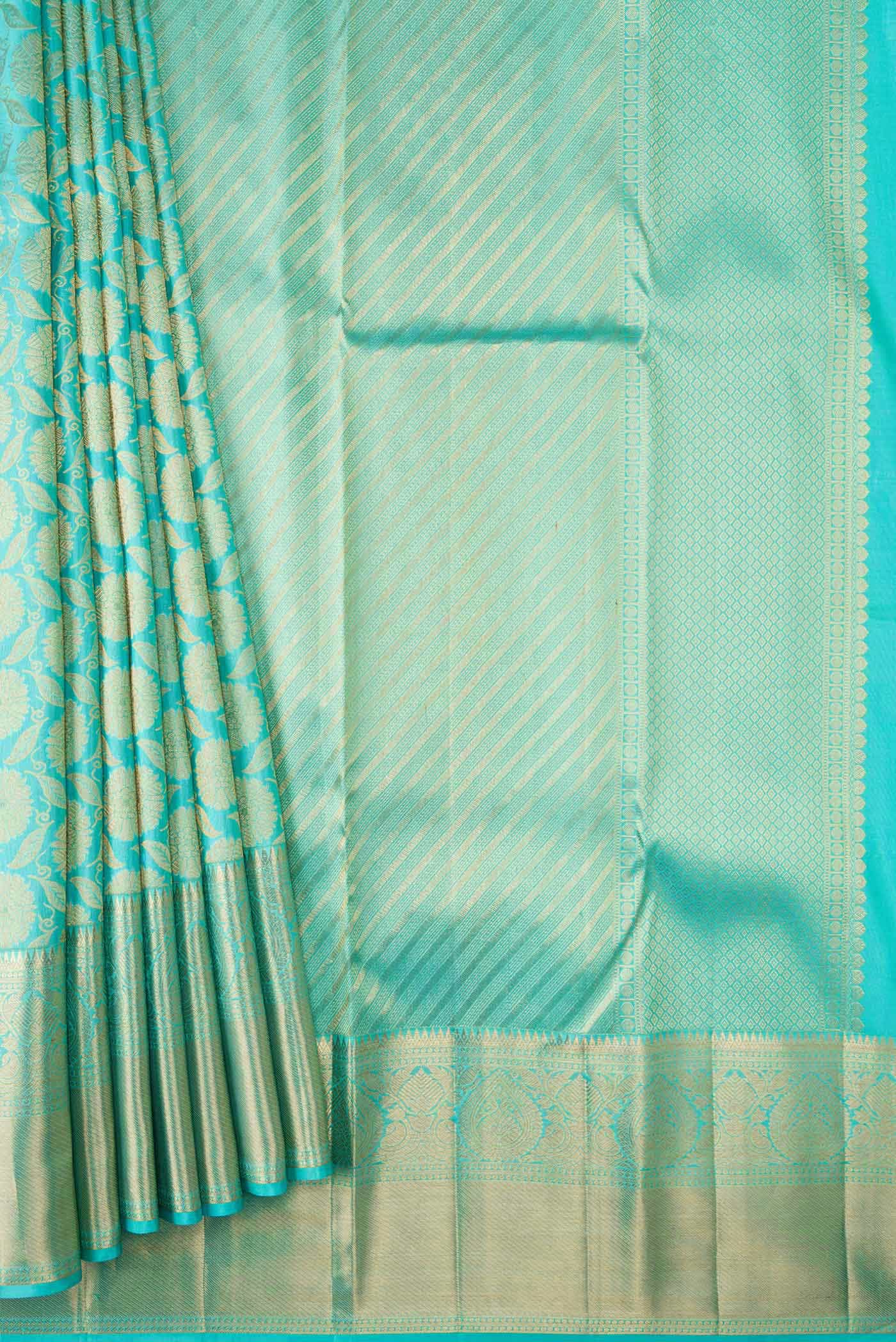 Sky Blue Kanchipuram Silk Saree