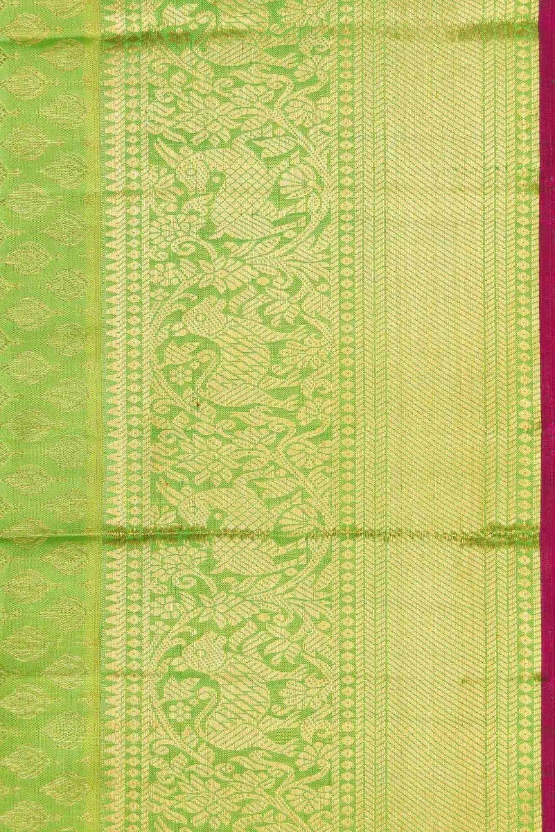 Parrot Green Dual Tone Kanchipuram Silk Saree