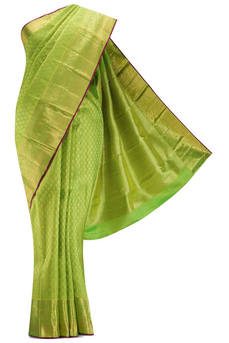 Parrot Green Dual Tone Kanchipuram Silk Saree