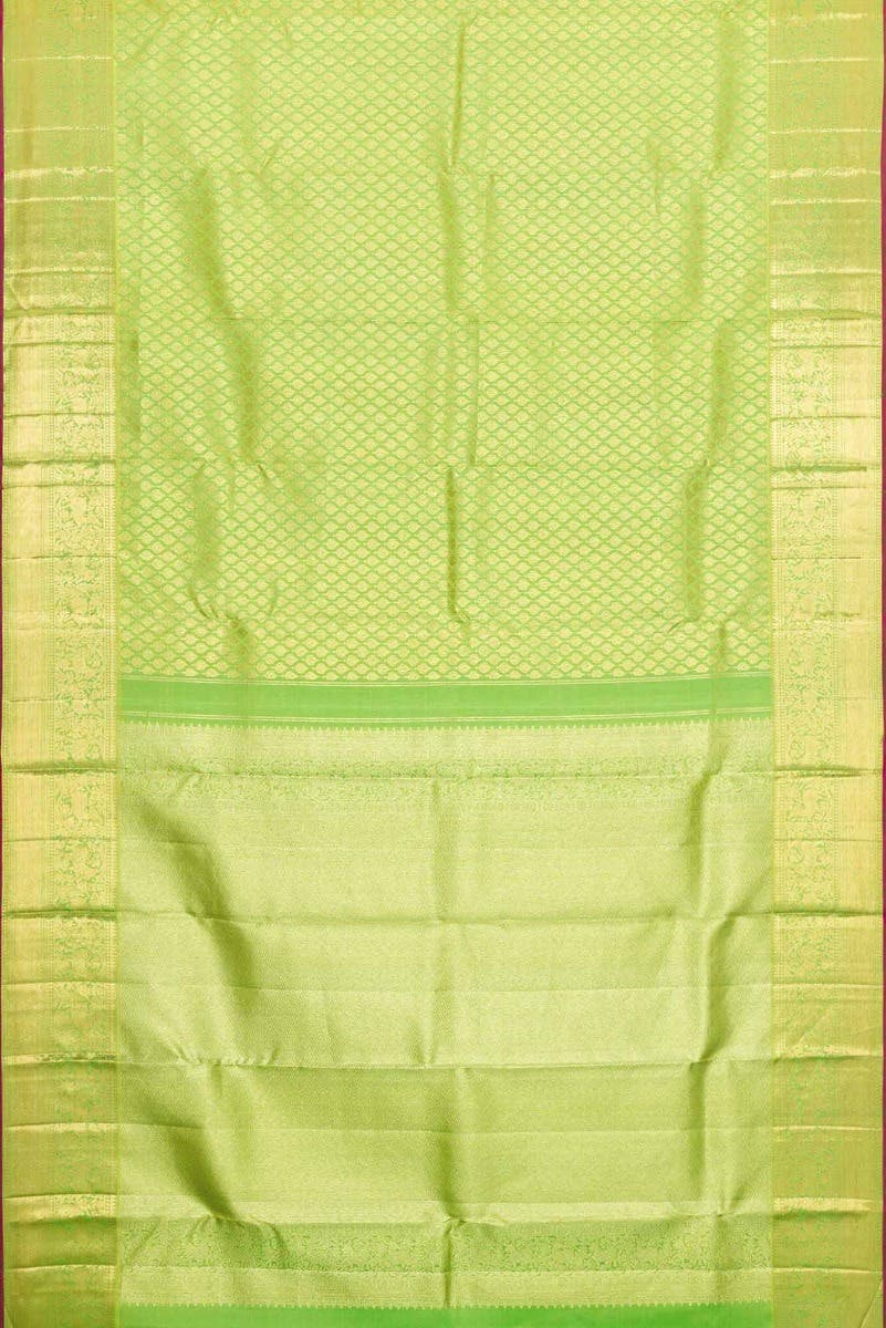 Parrot Green Dual Tone Kanchipuram Silk Saree