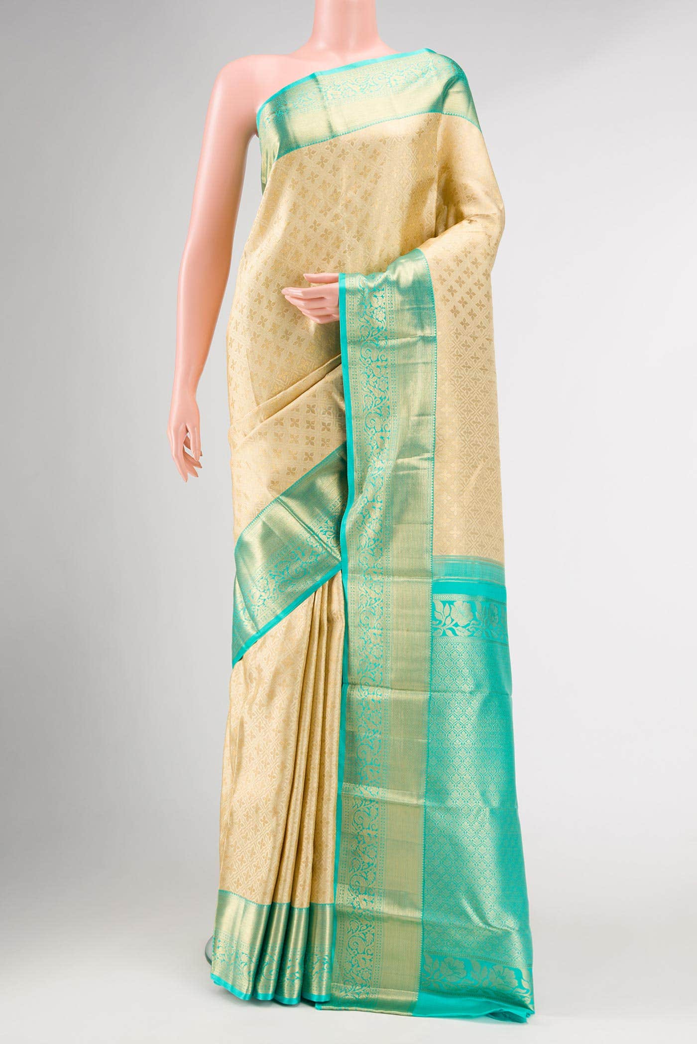 Beige Kanchipuram Silk Saree