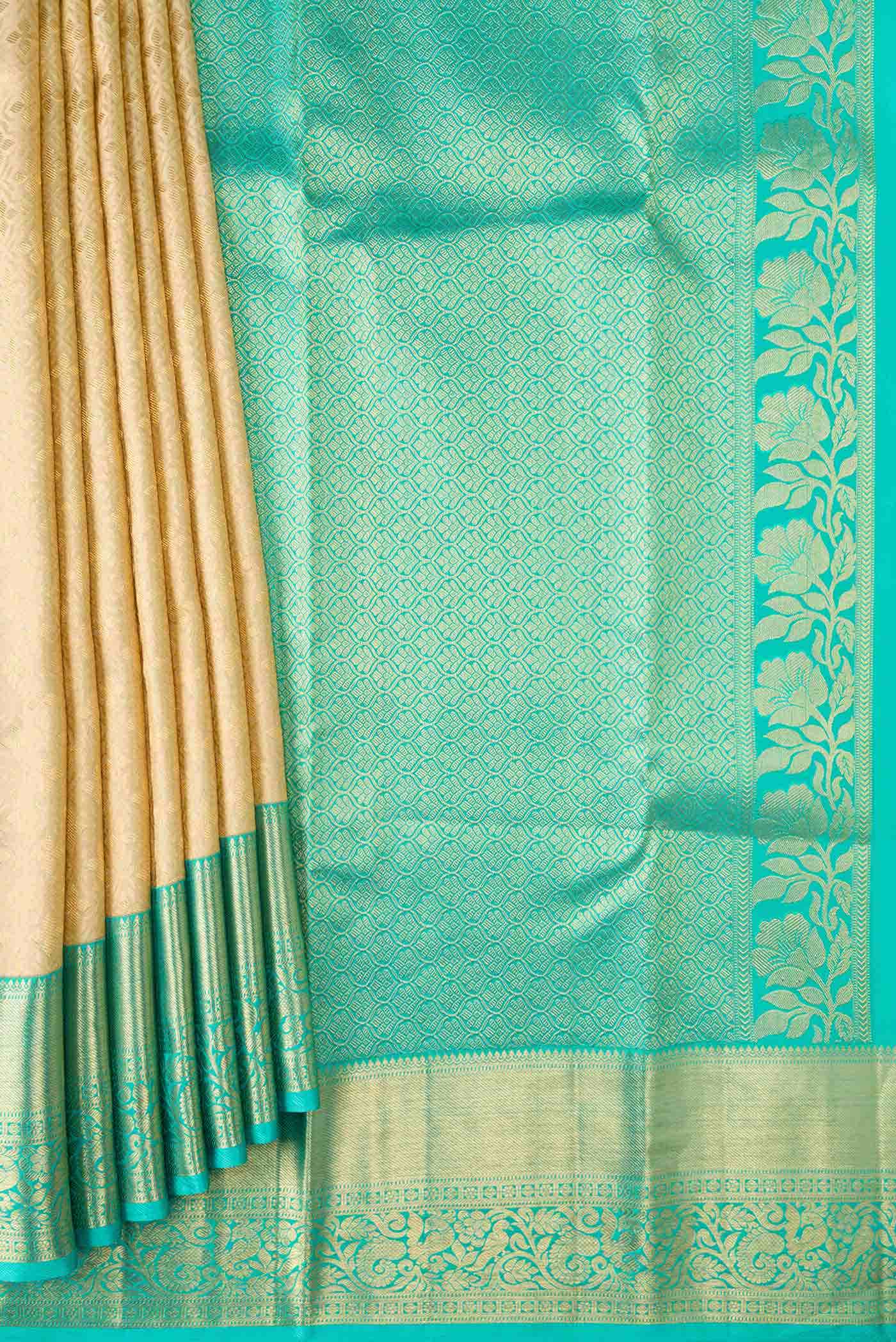 Beige Kanchipuram Silk Saree