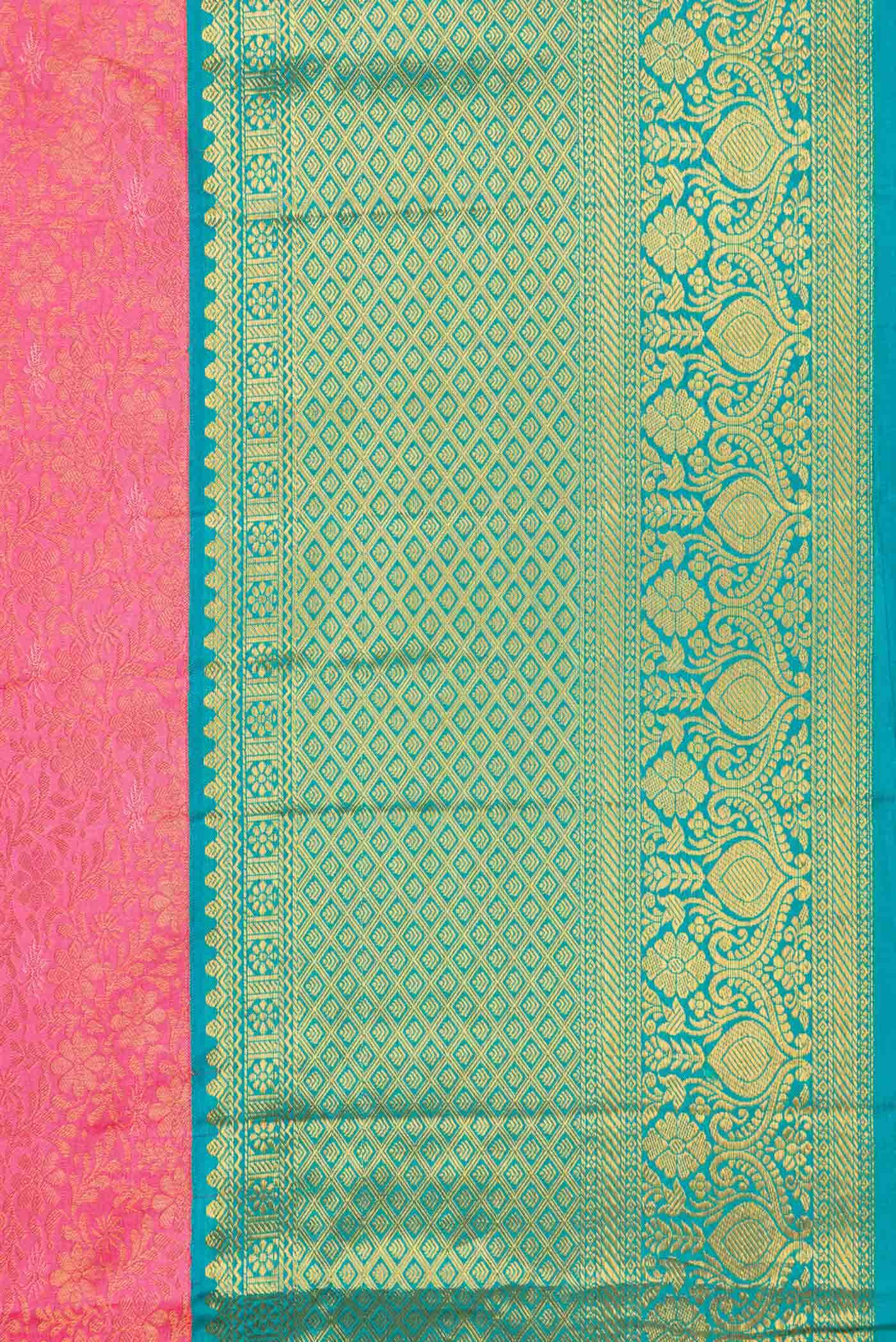 Pink Dual Tone Kanchipuram Silk Saree