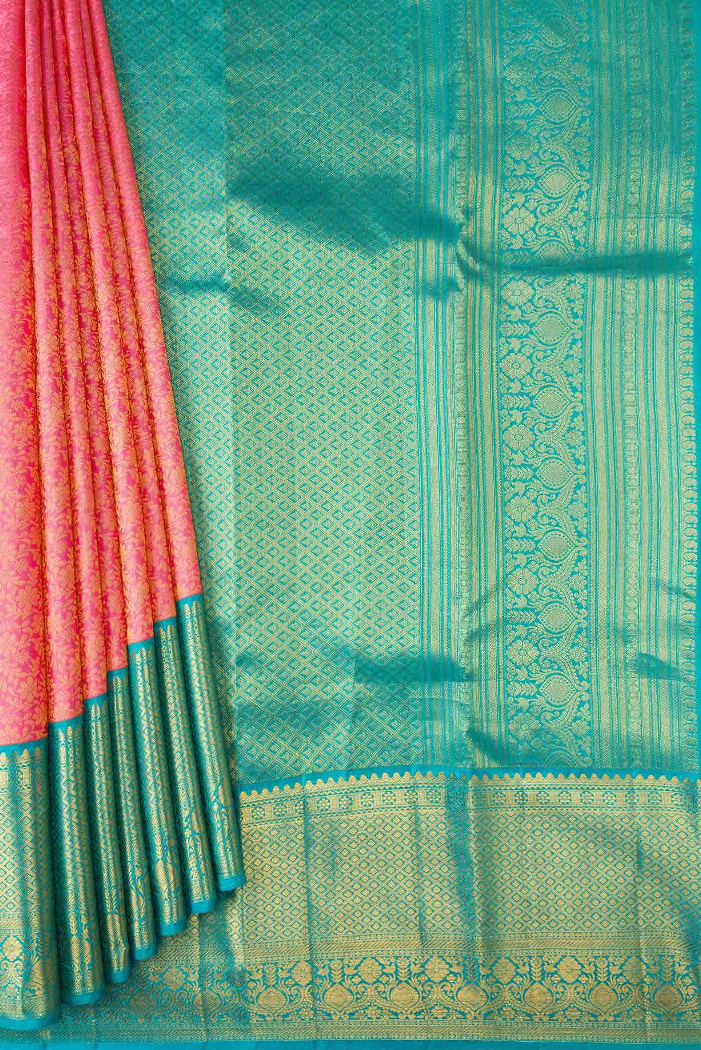 Pink Dual Tone Kanchipuram Silk Saree