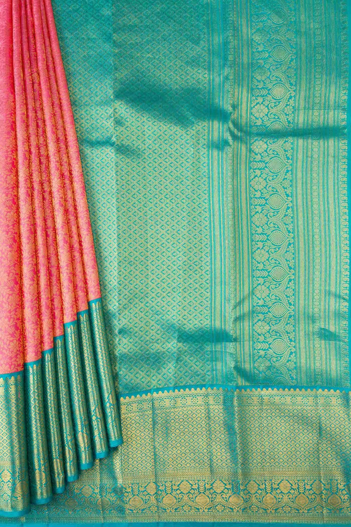 Pink Dual Tone Kanchipuram Silk Saree