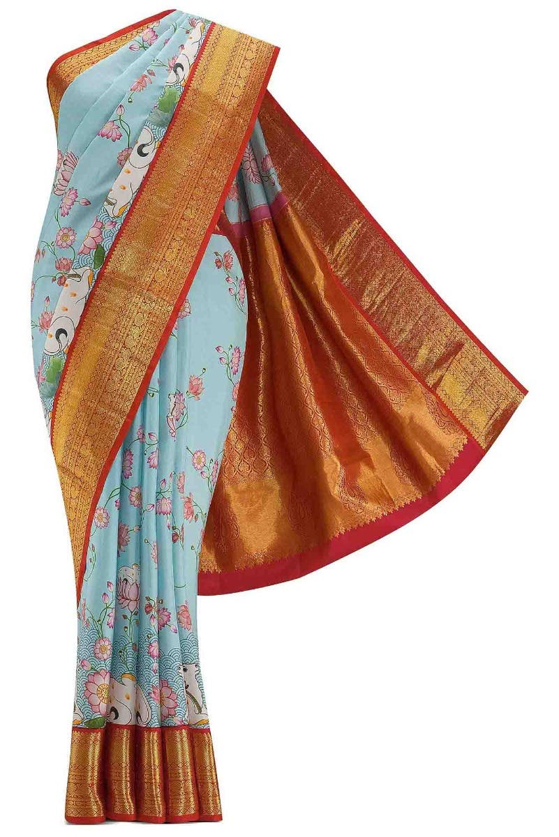 Blue Dual Tone Kanchipuram Silk Saree