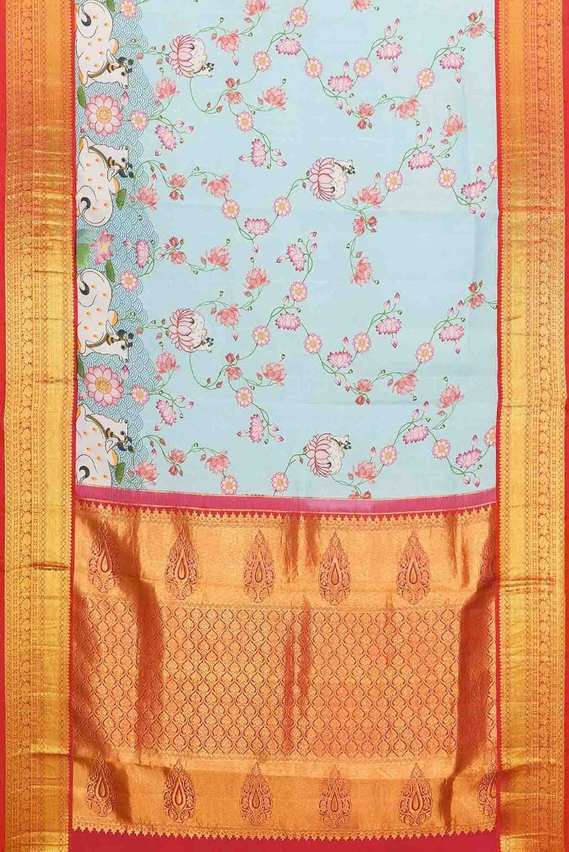 Blue Dual Tone Kanchipuram Silk Saree