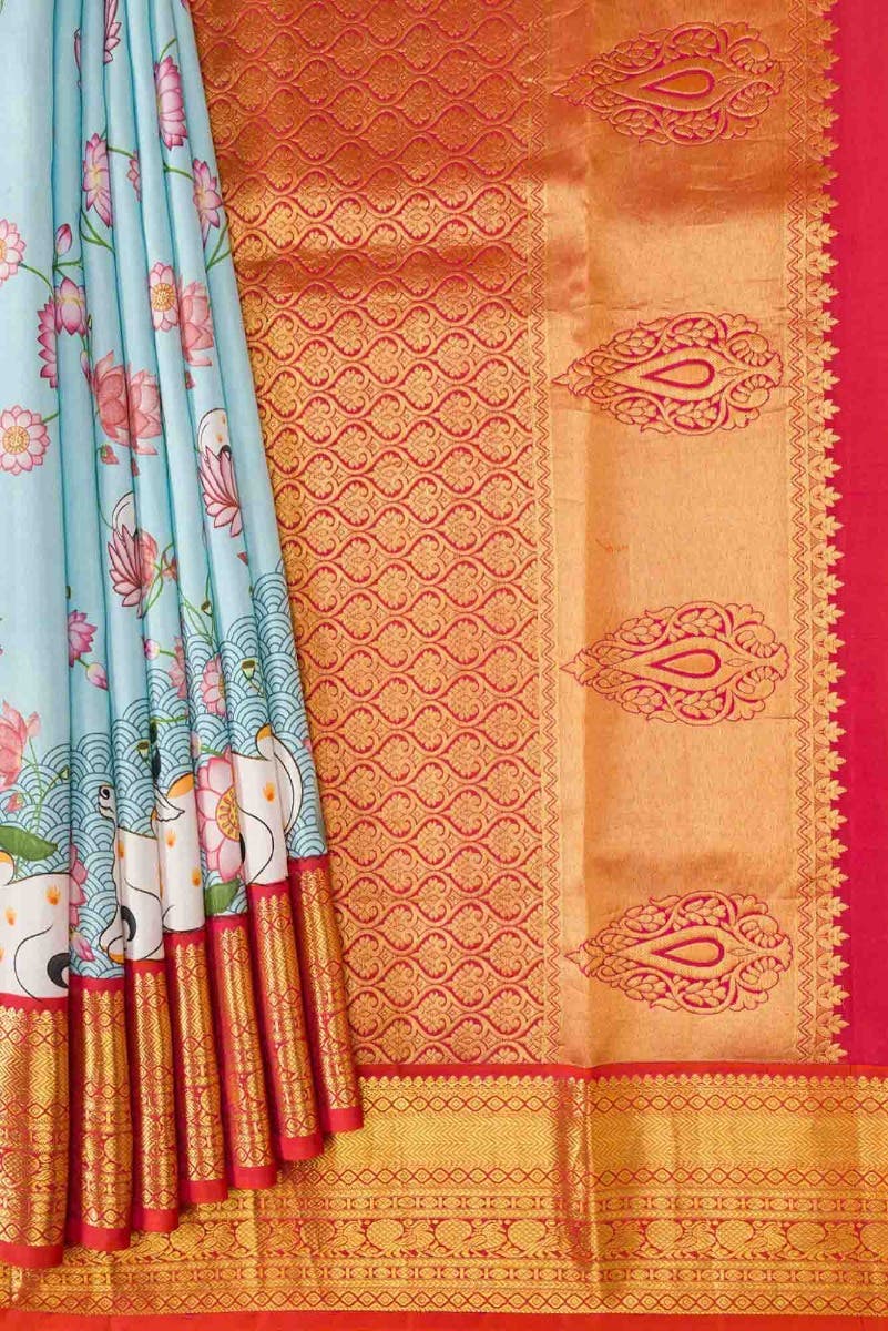 Blue Dual Tone Kanchipuram Silk Saree