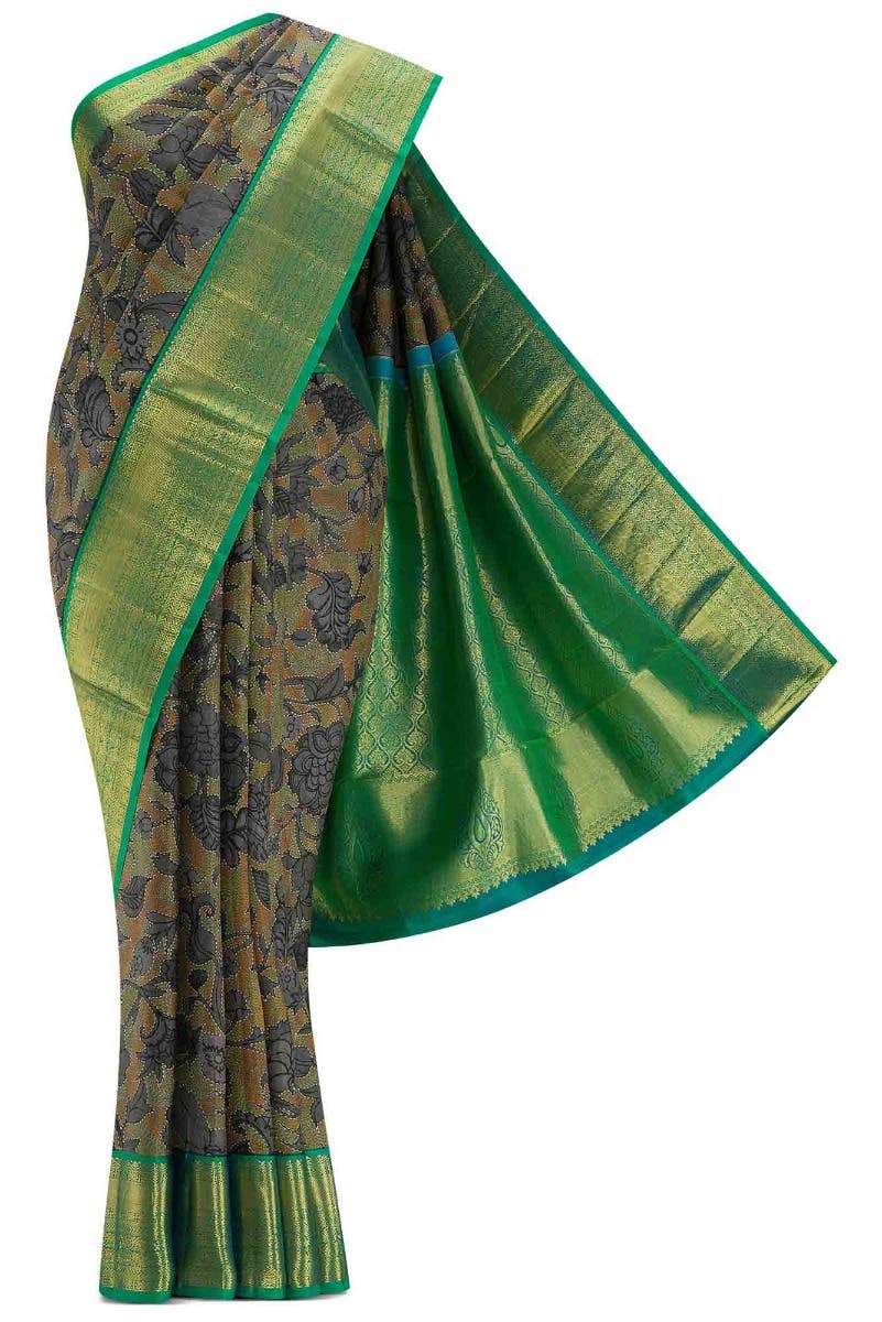 Grey Dual Tone Kanchipuram Silk Saree