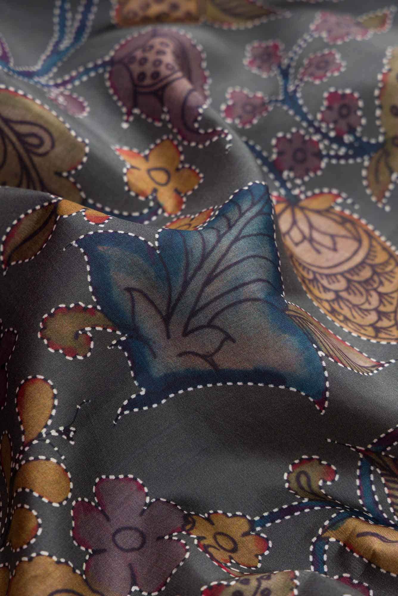 Blue Grey Dual Tone Kanchipuram Silk Saree
