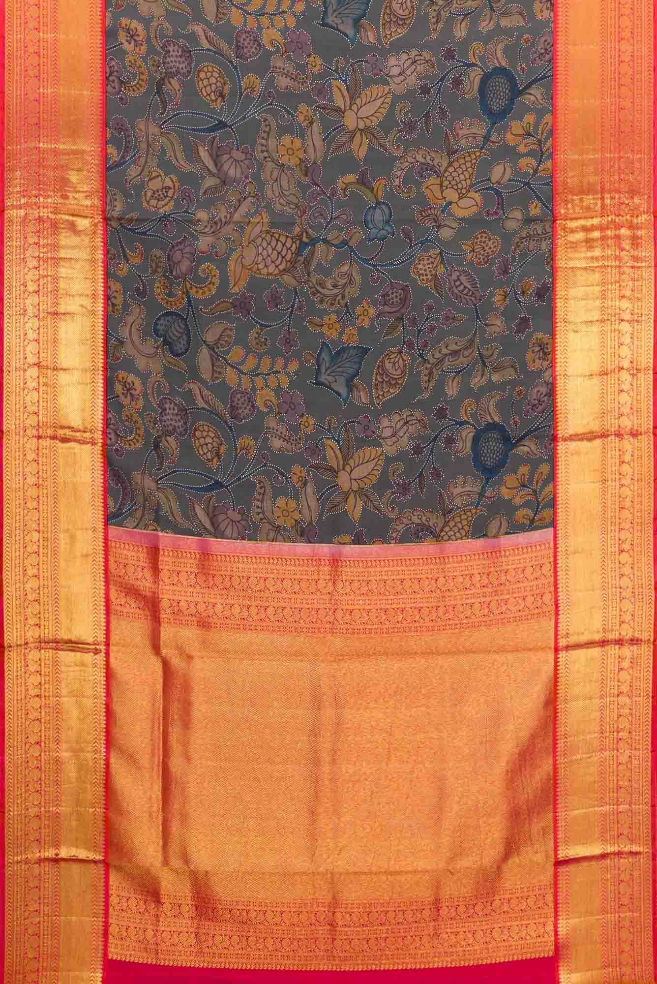 Blue Grey Dual Tone Kanjivaram Silk Saree