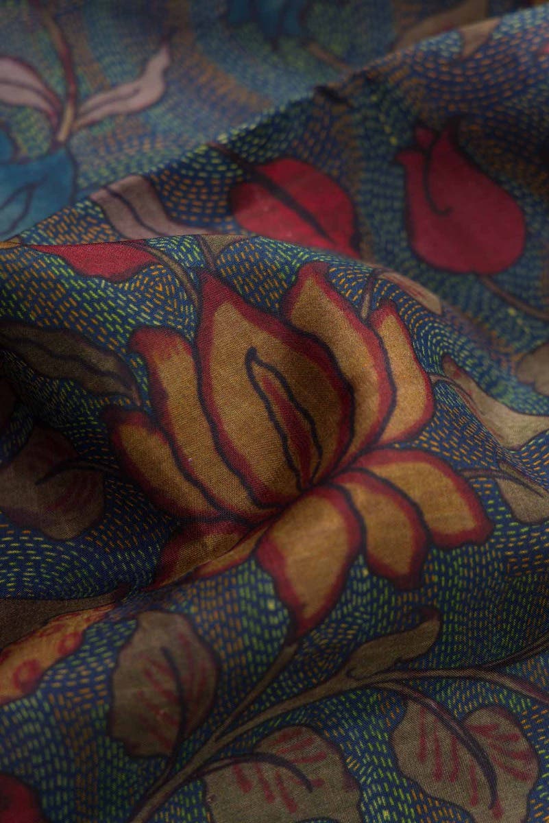Blue Grey Dual Tone Kanchipuram Silk Saree