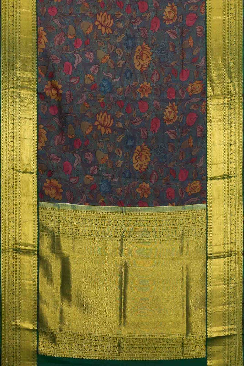 Blue Grey Dual Tone Kanjivaram Silk Saree