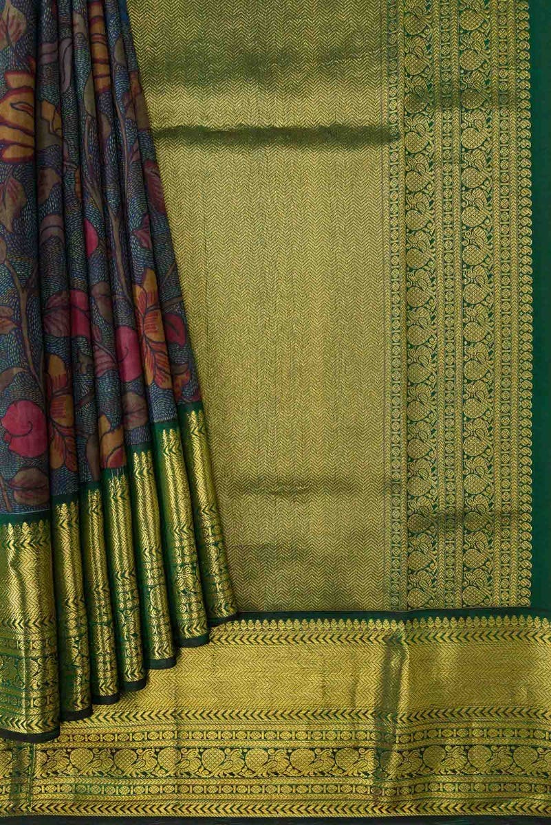 Blue Grey Dual Tone Kanchipuram Silk Saree