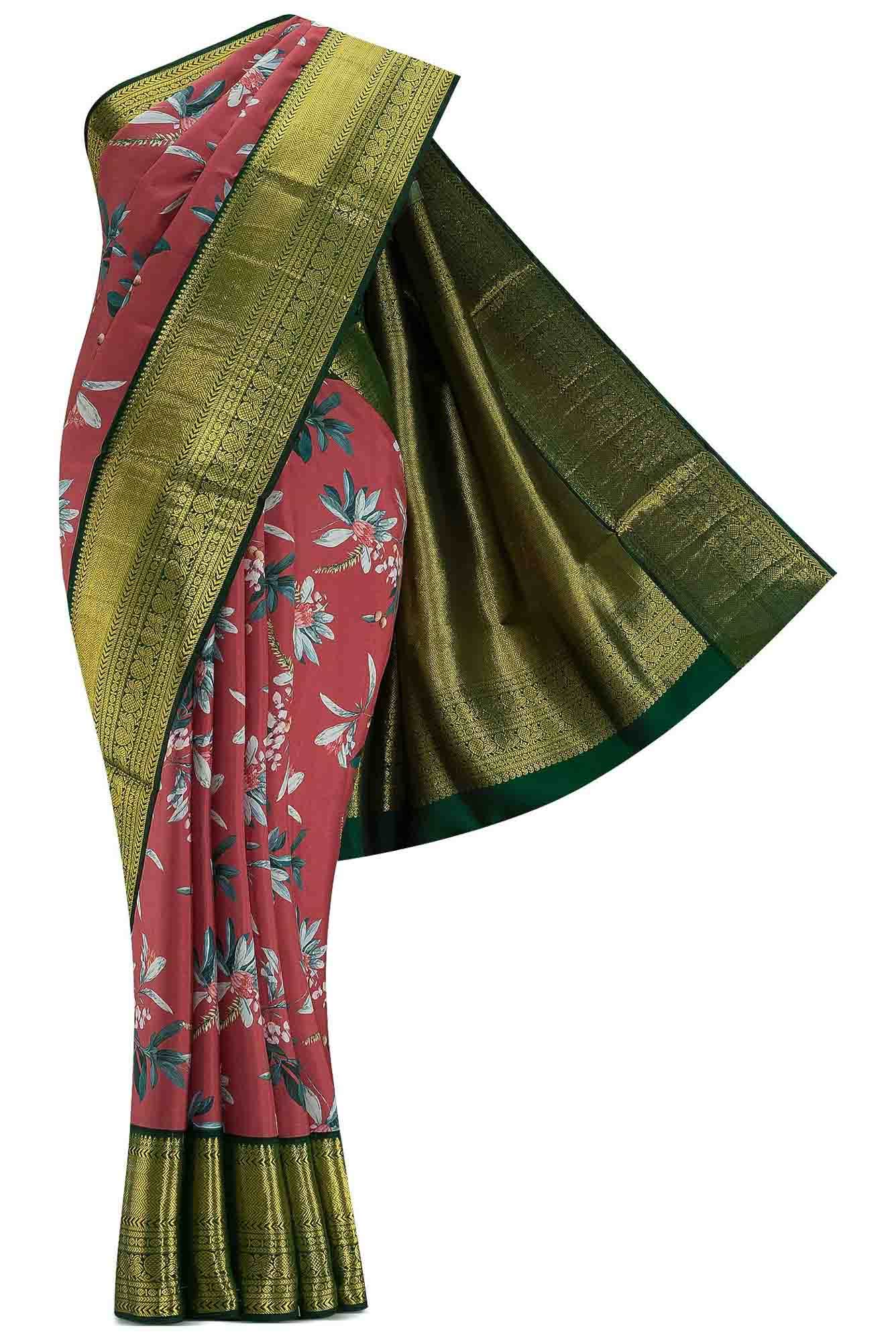 Dark Pink Dual Tone Kanchipuram Silk Saree