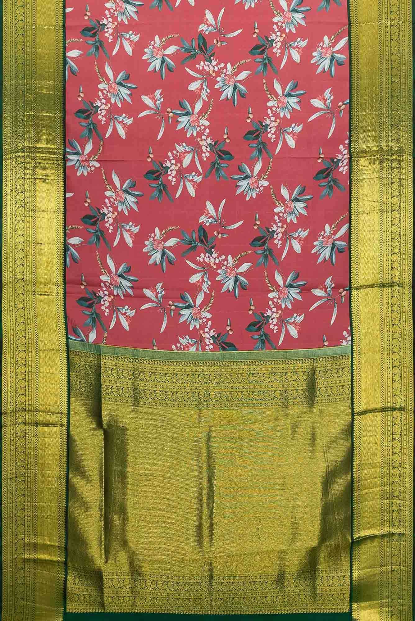 Dark Pink Dual Tone Kanchipuram Silk Saree