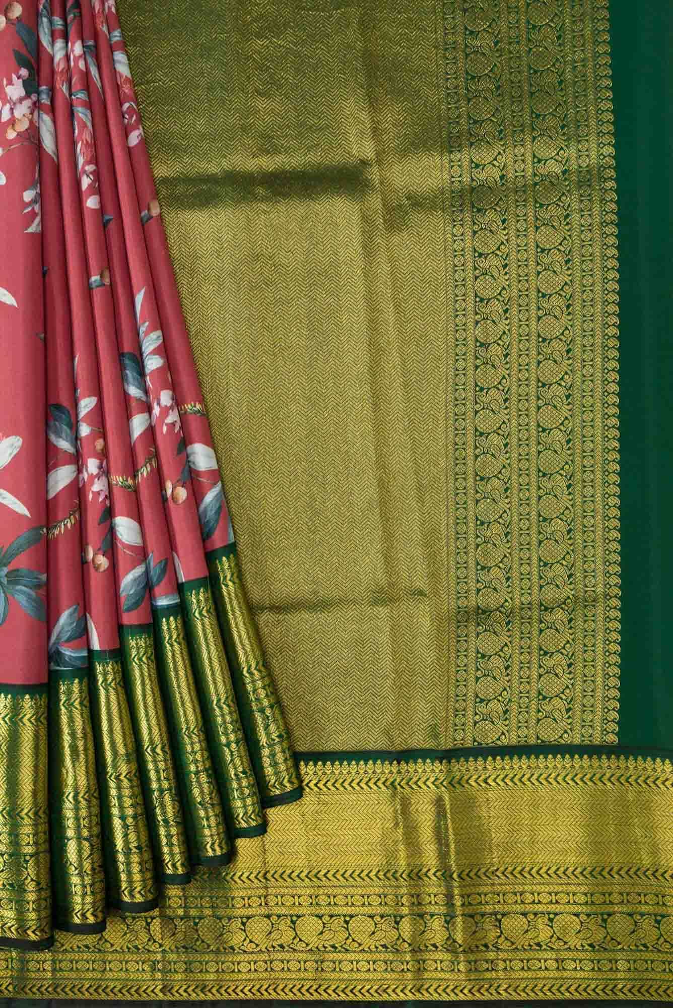 Dark Pink Dual Tone Kanchipuram Silk Saree