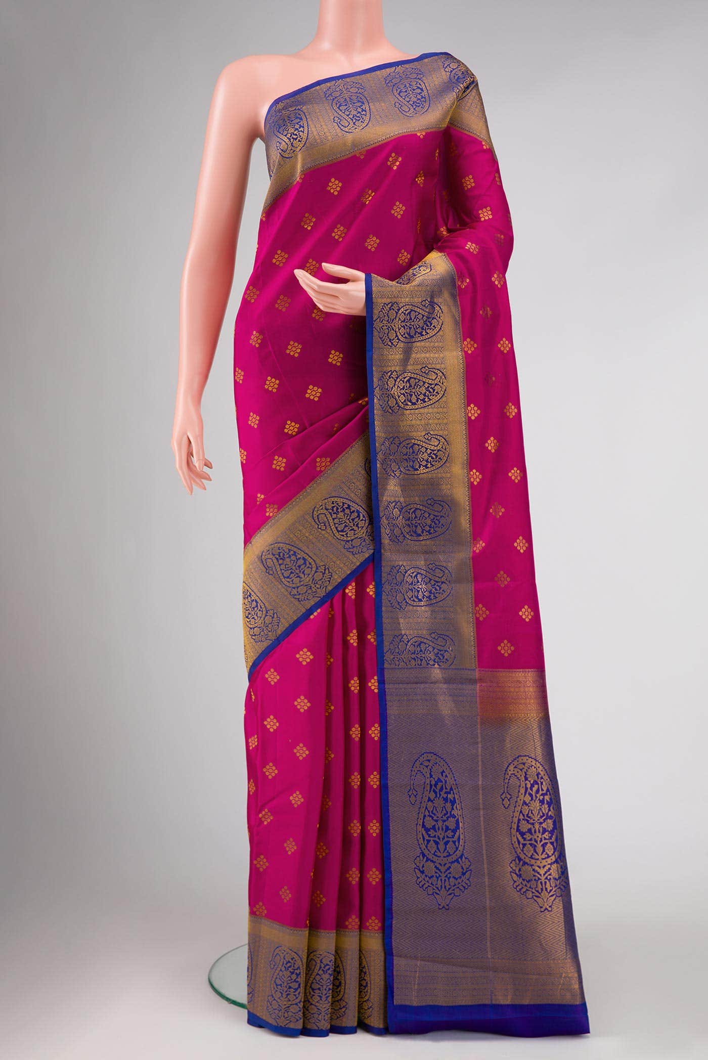 Dark Pink Dual Tone Kanchipuram Silk Saree