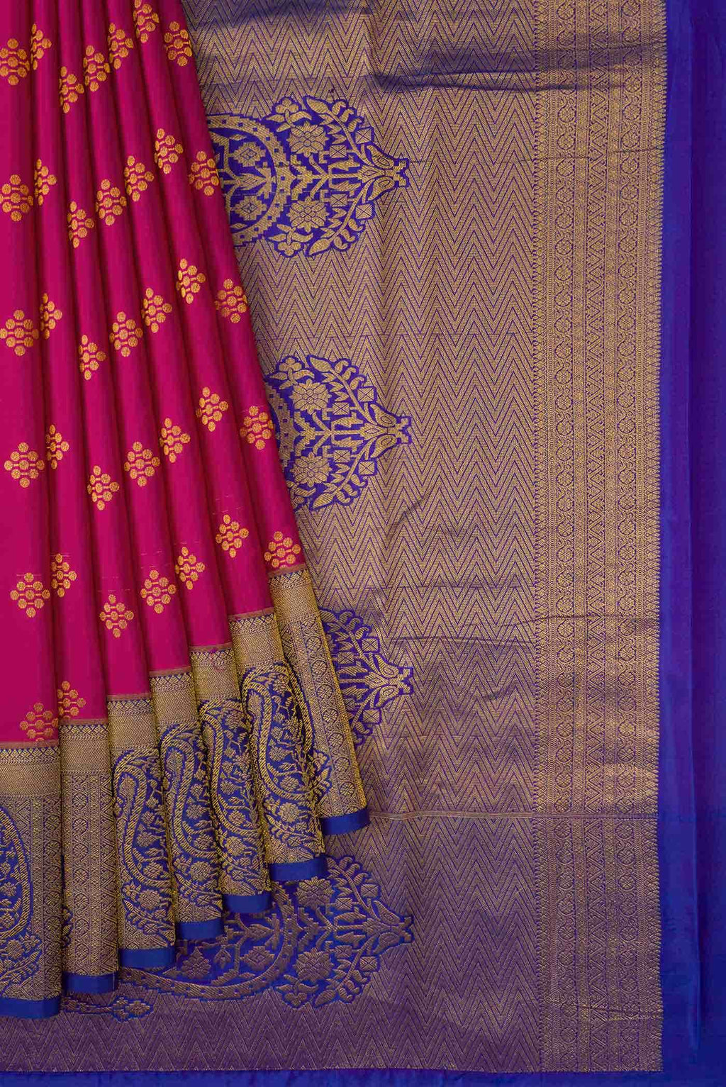 Dark Pink Dual Tone Kanchipuram Silk Saree