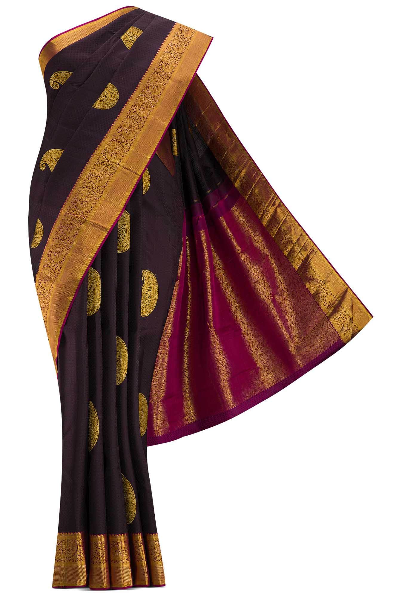 Black Dual Tone Kanchipuram Silk Saree