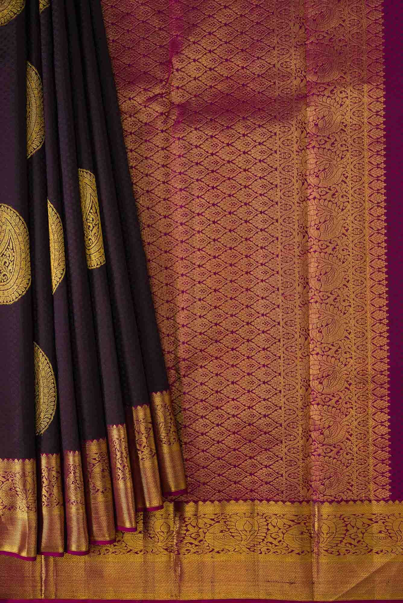 Black Dual Tone Kanchipuram Silk Saree