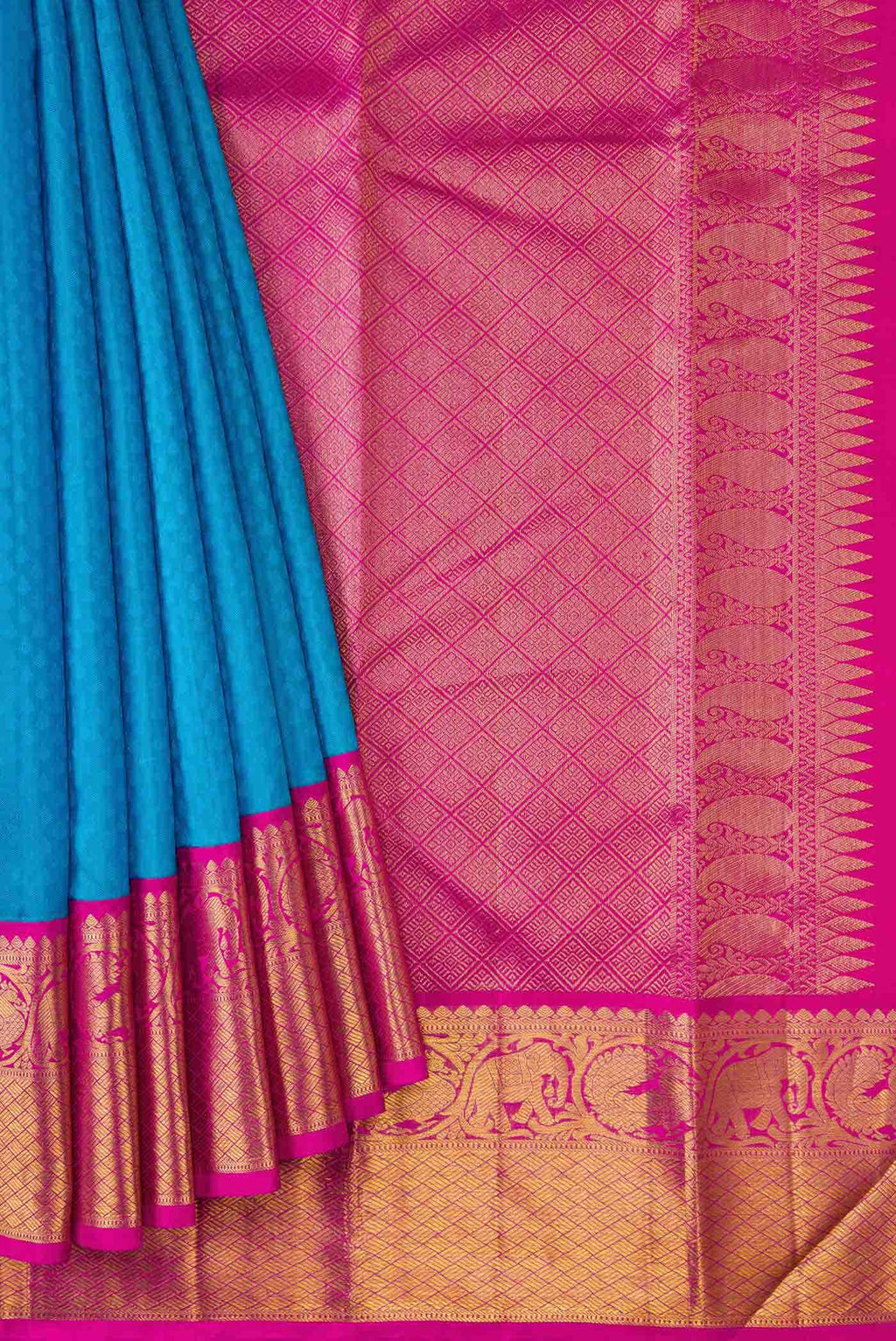 Sky Blue Kanchipuram Silk Saree