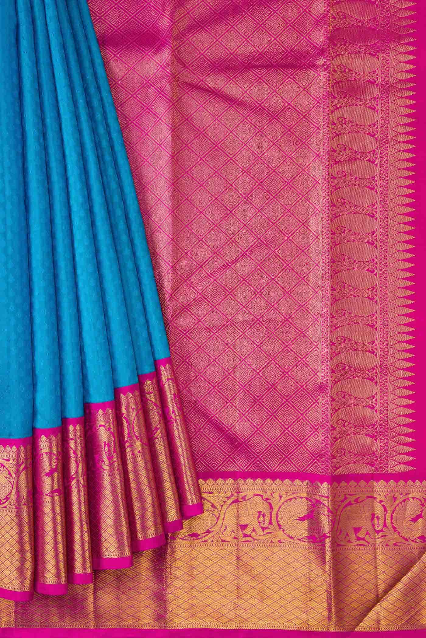 Sky Blue Kanchipuram Silk Saree