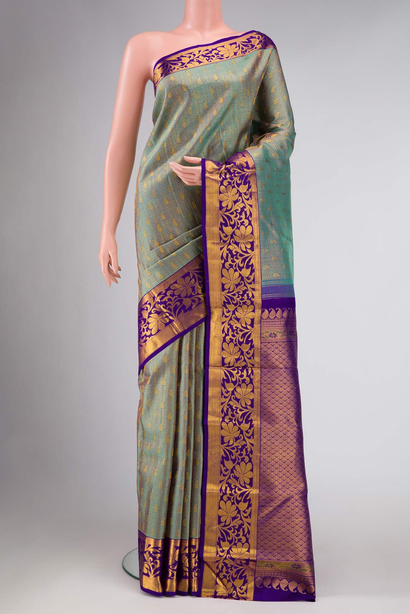 Green Dual Tone Kanchipuram Silk Saree