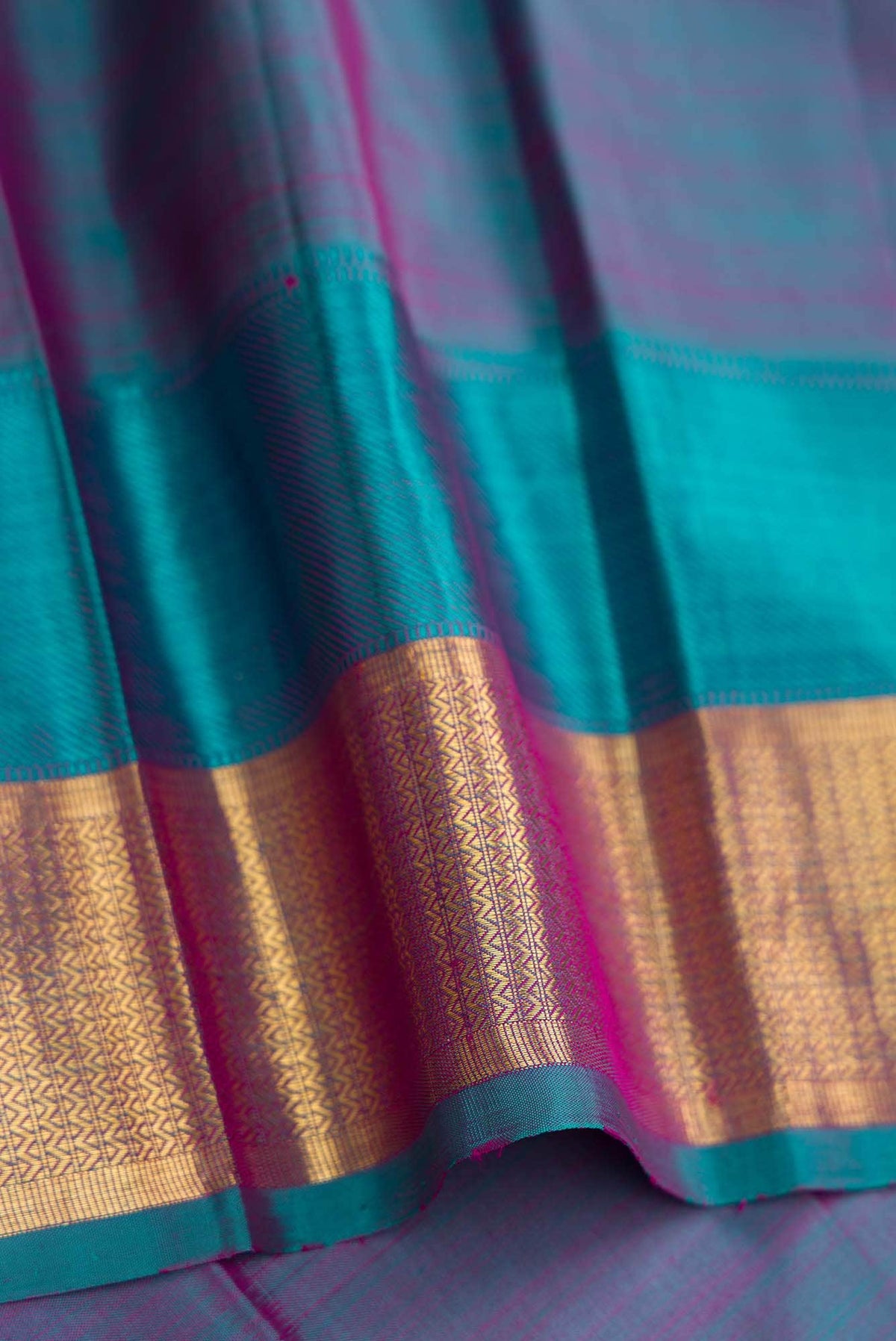 Blue with pink Color Kanjivaram Silk Saree