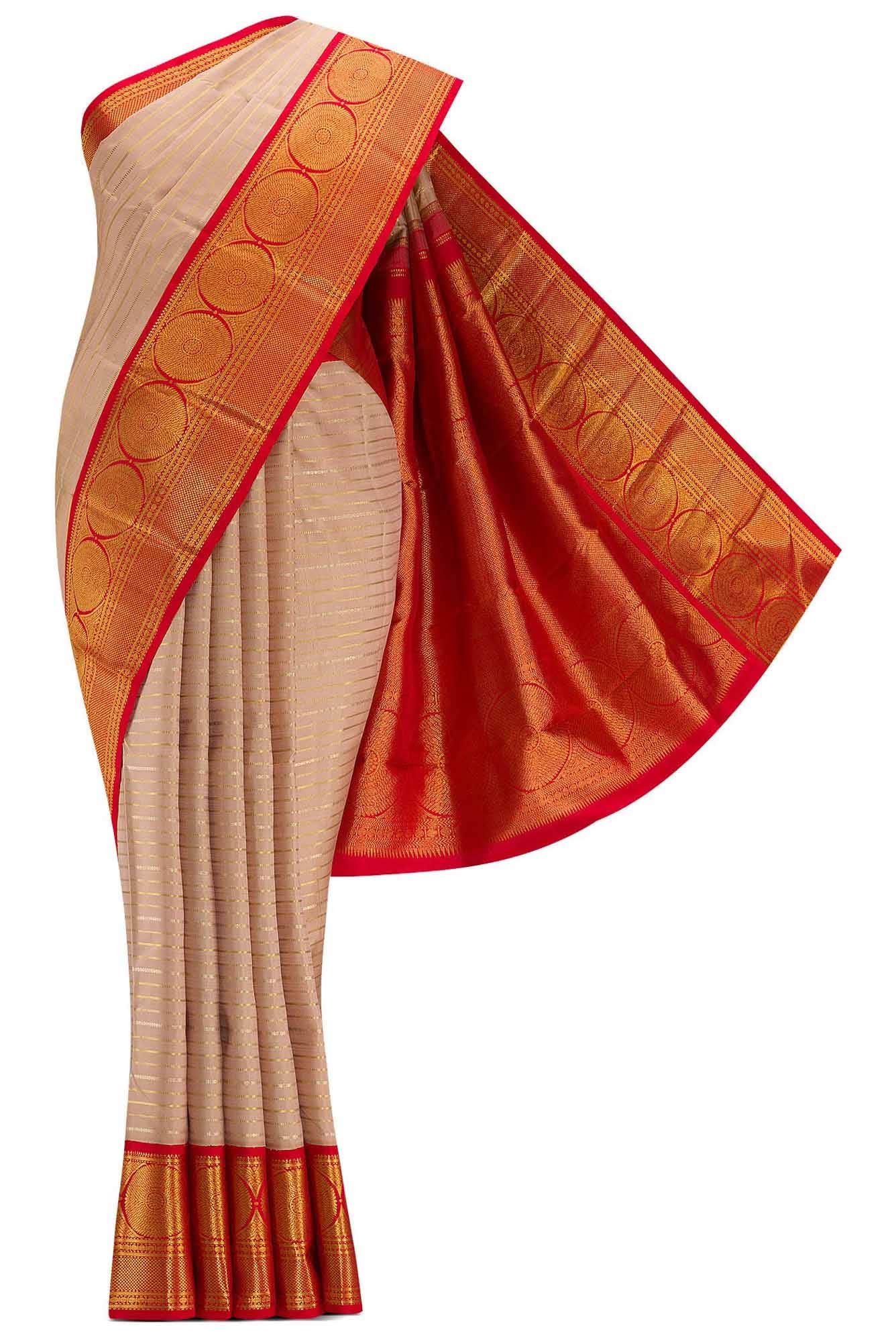 Pure Silk Pure Zari Brown Dual Tone Kanchipuram Saree