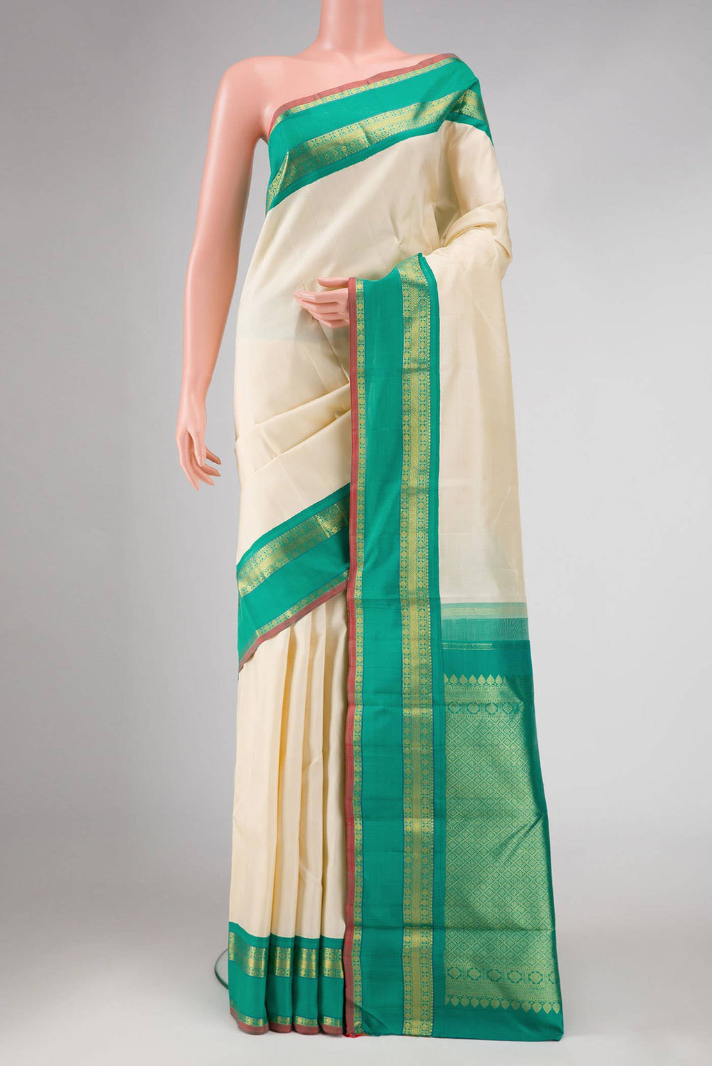 Pure Silk Pure Zari Sandal Dual Tone Kanchipuram Saree