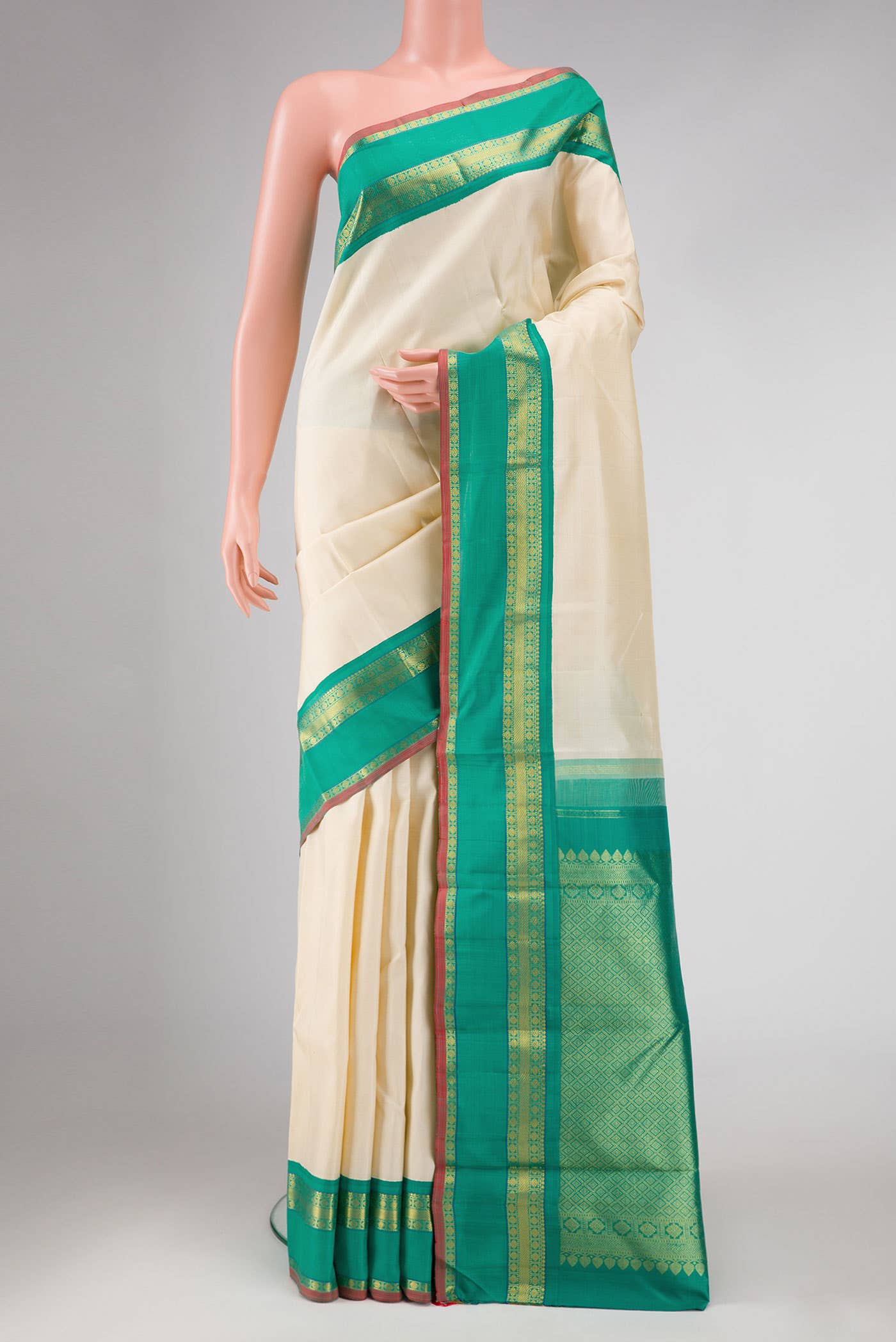 Pure Silk Pure Zari Sandal Dual Tone Kanchipuram Saree