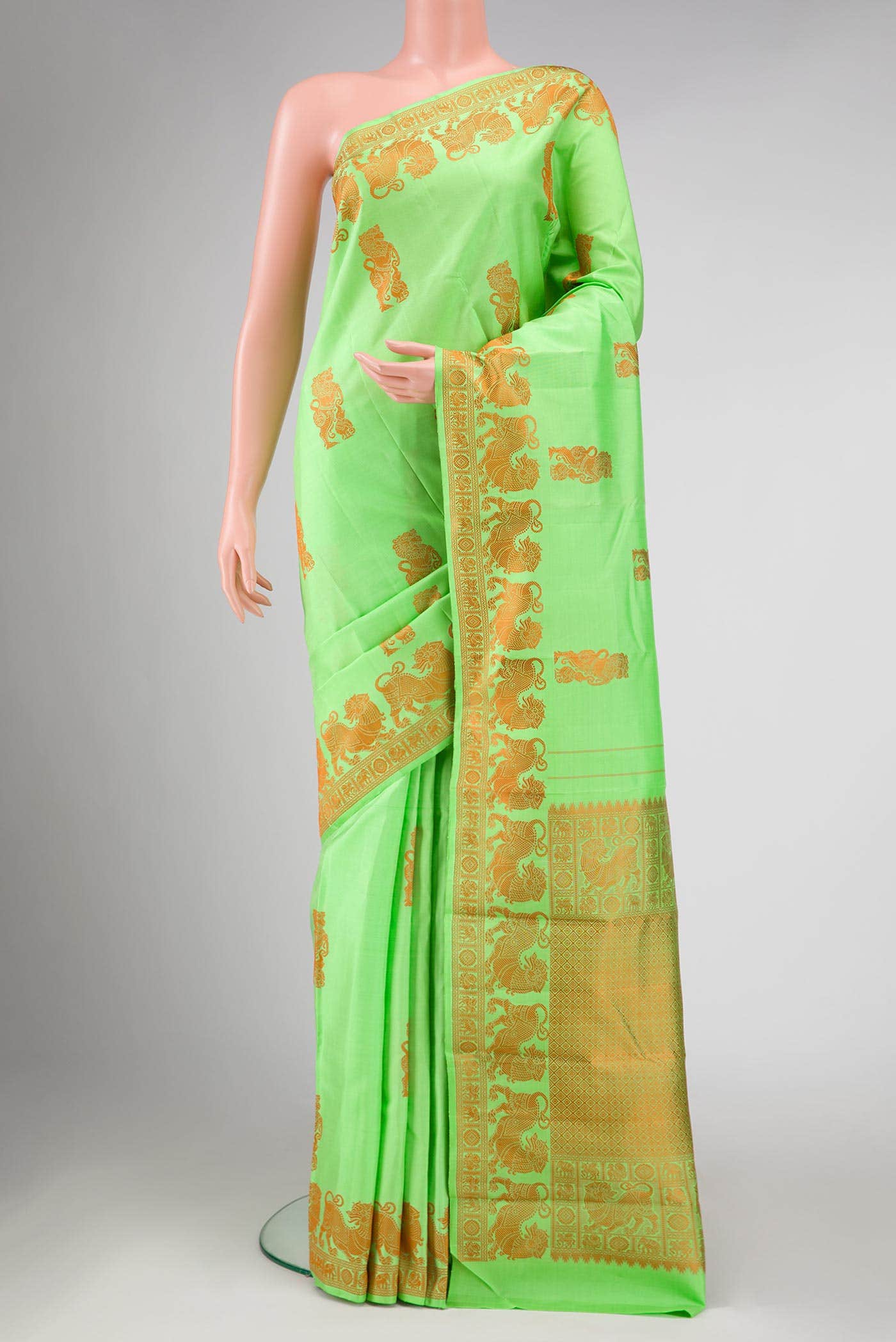 Sea Green Kanchipuram Silk Saree