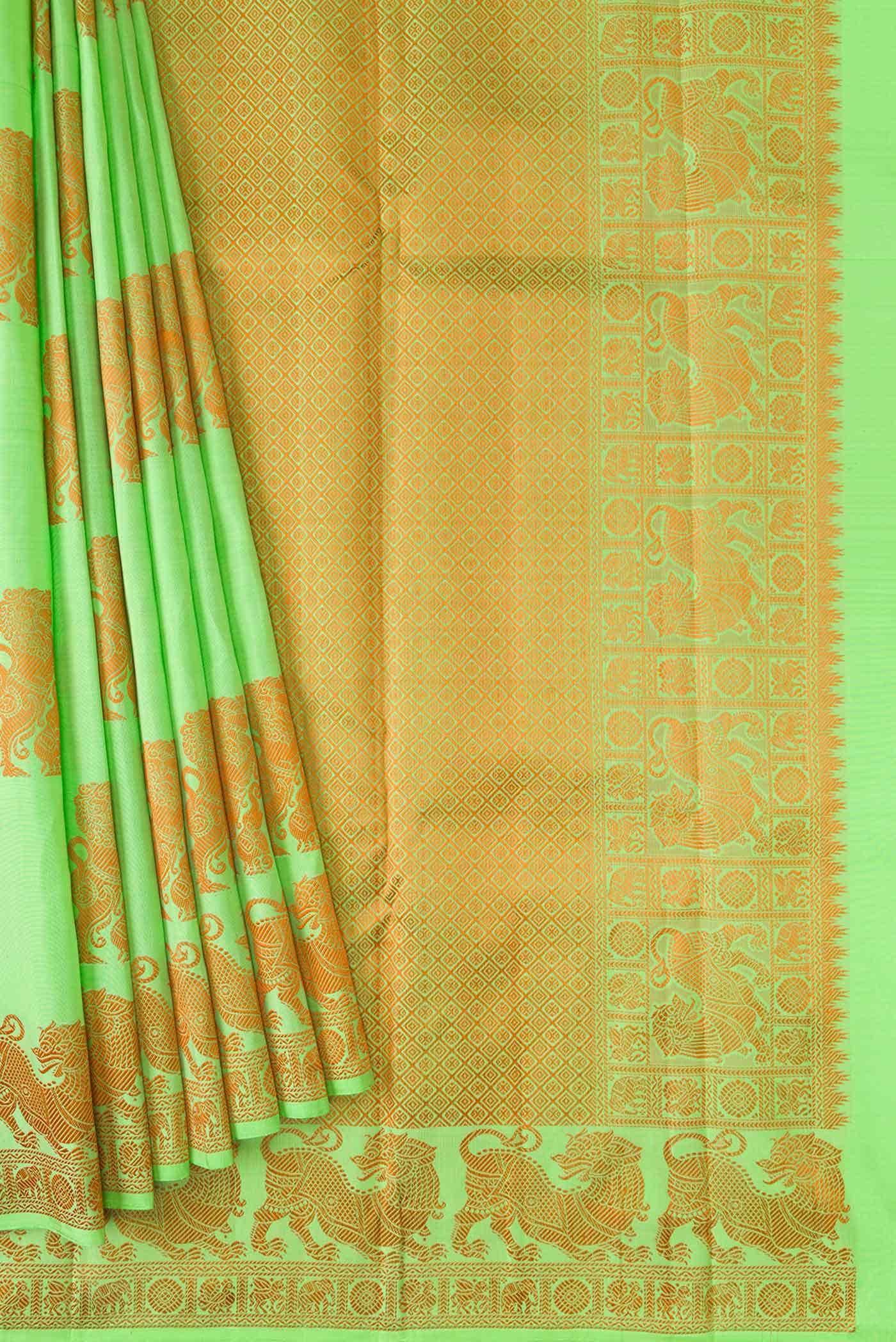Sea Green Kanchipuram Silk Saree