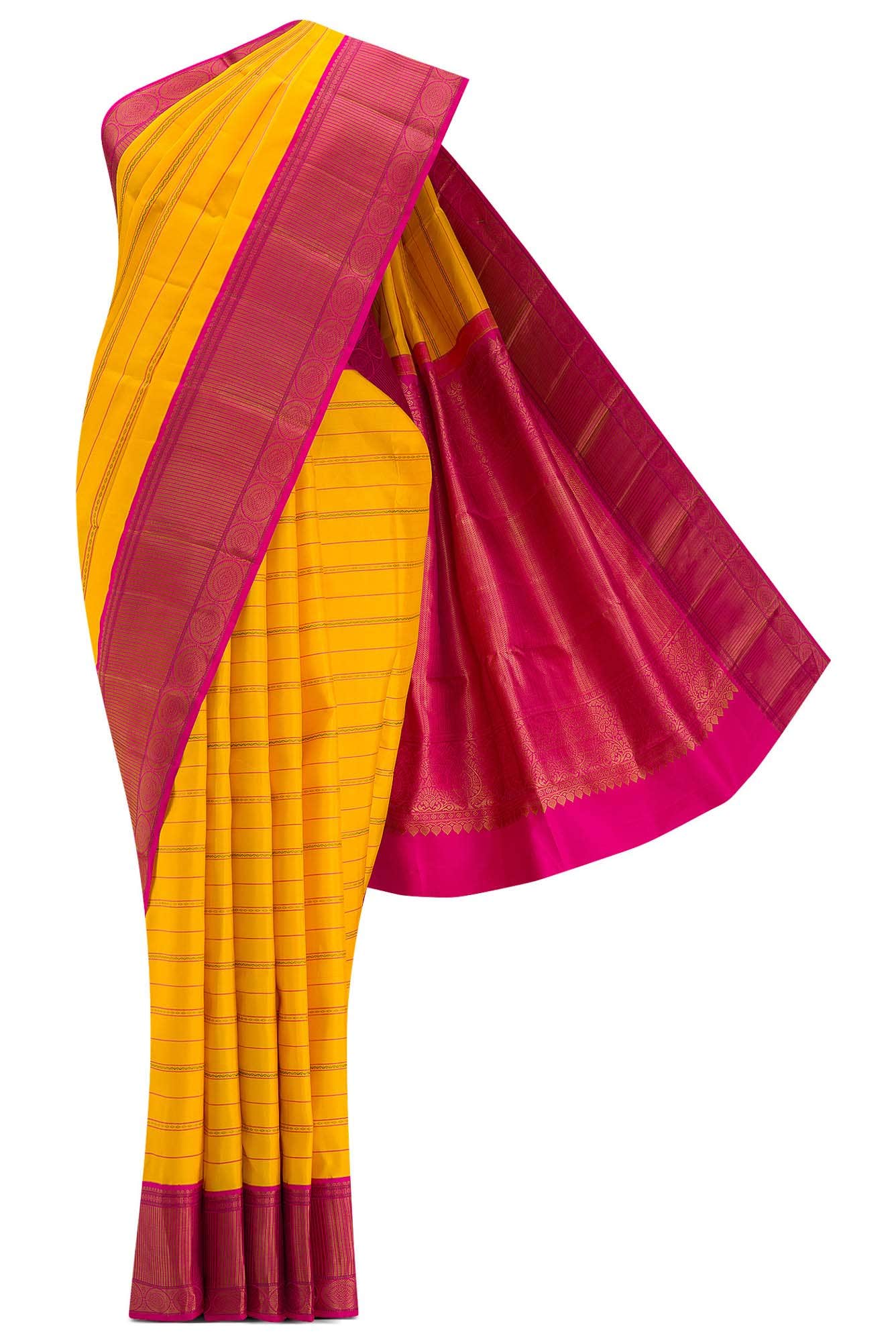 Yellow Dual Tone Kanjivaram Silk Saree