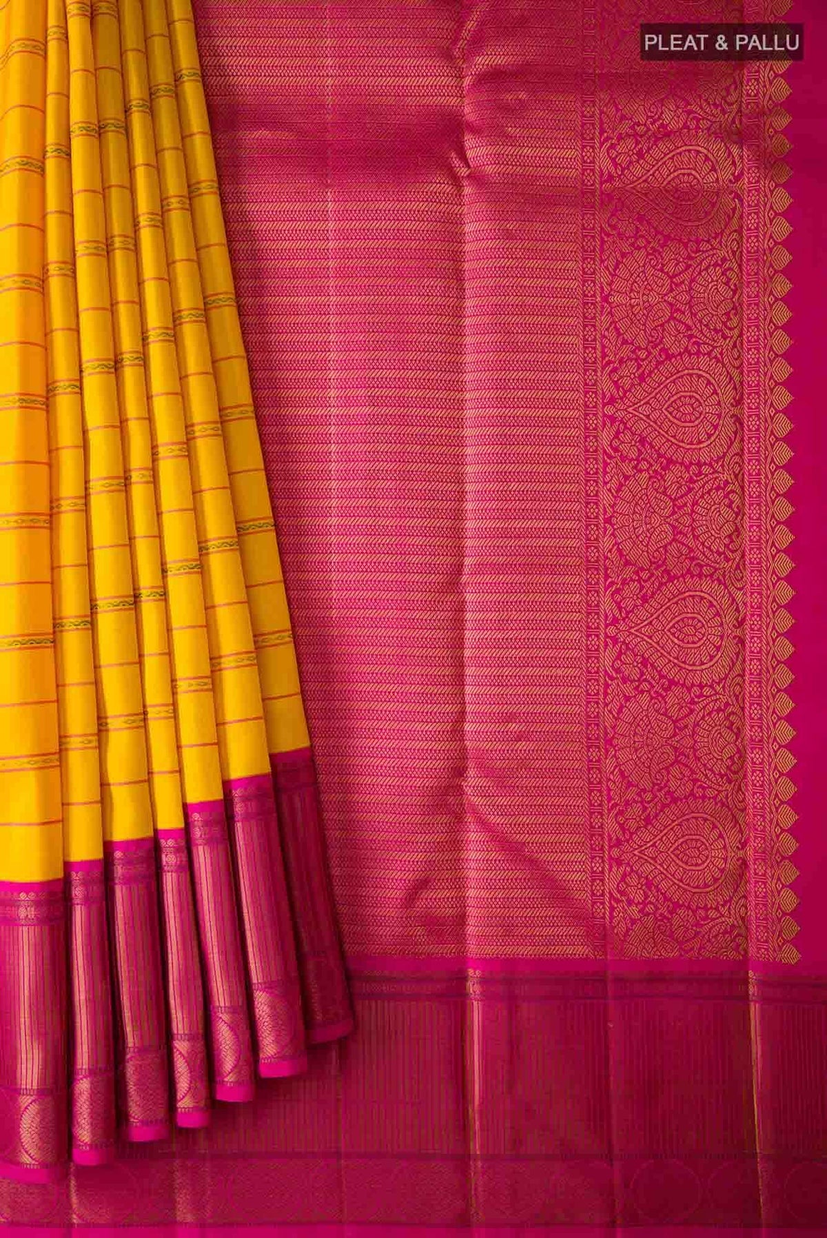 Yellow Dual Tone Kanjivaram Silk Saree