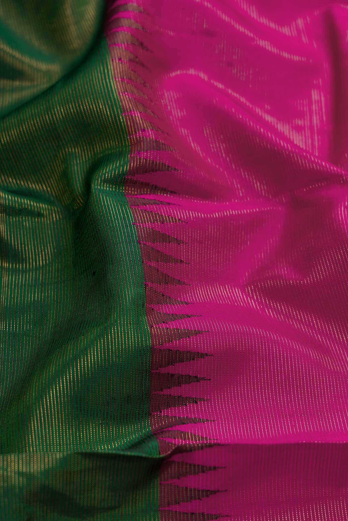 Green and Pink Dual Tone Kanchipuram Silk Saree