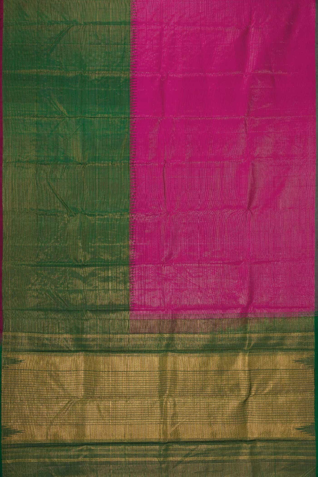 Green and Pink Dual Tone Kanchipuram Silk Saree