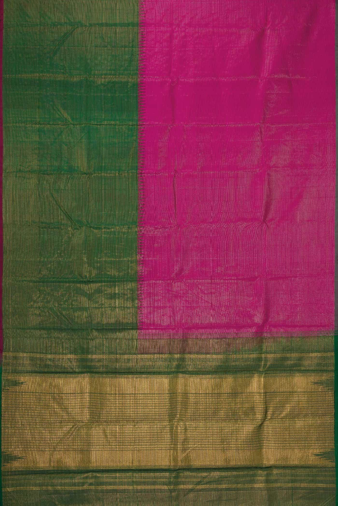 Green and Pink Dual Tone Kanchipuram Silk Saree