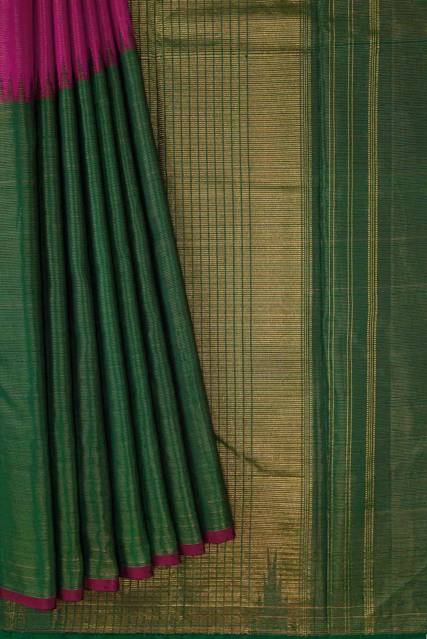 Green and Pink Dual Tone Kanchipuram Silk Saree