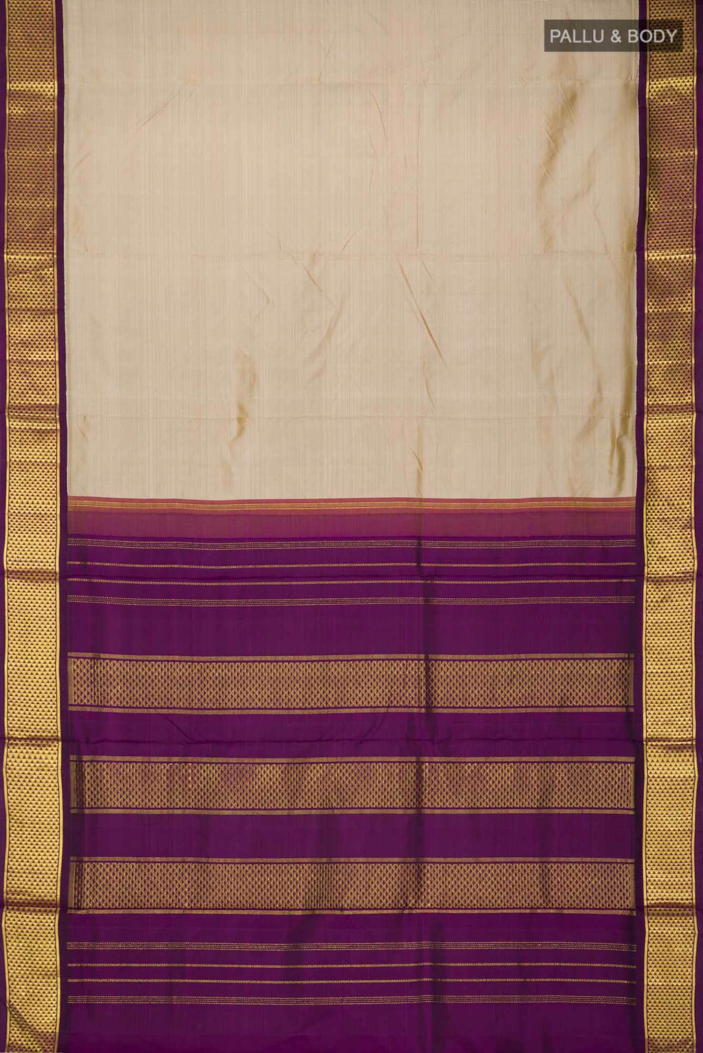 Beige Kanchipuram Silk Nine Yards Saree