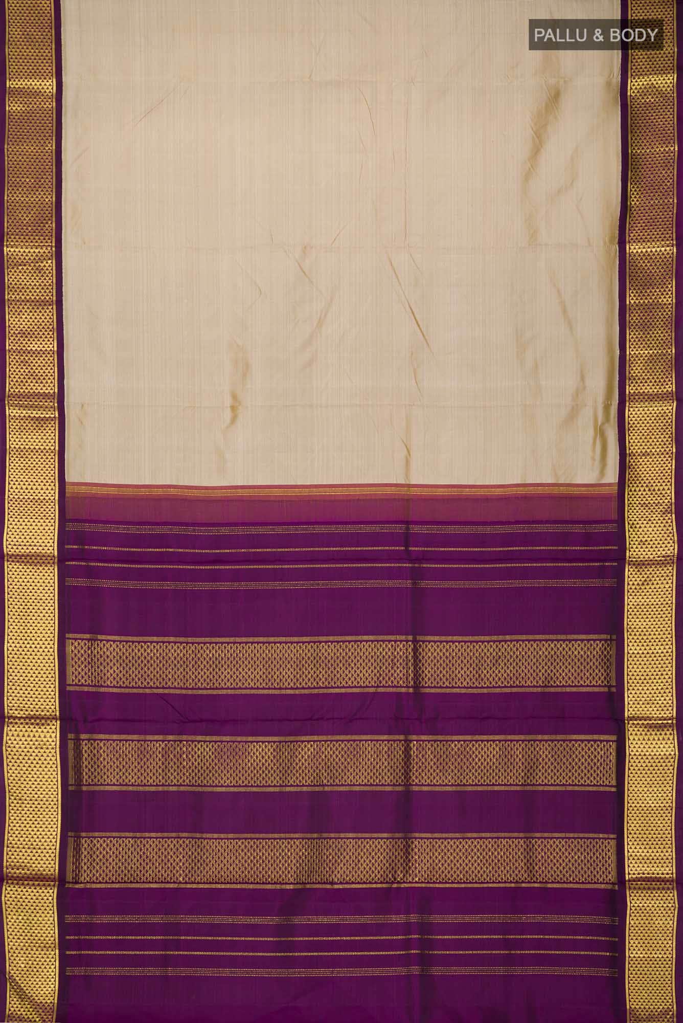 Beige Kanchipuram Silk Nine Yards Saree
