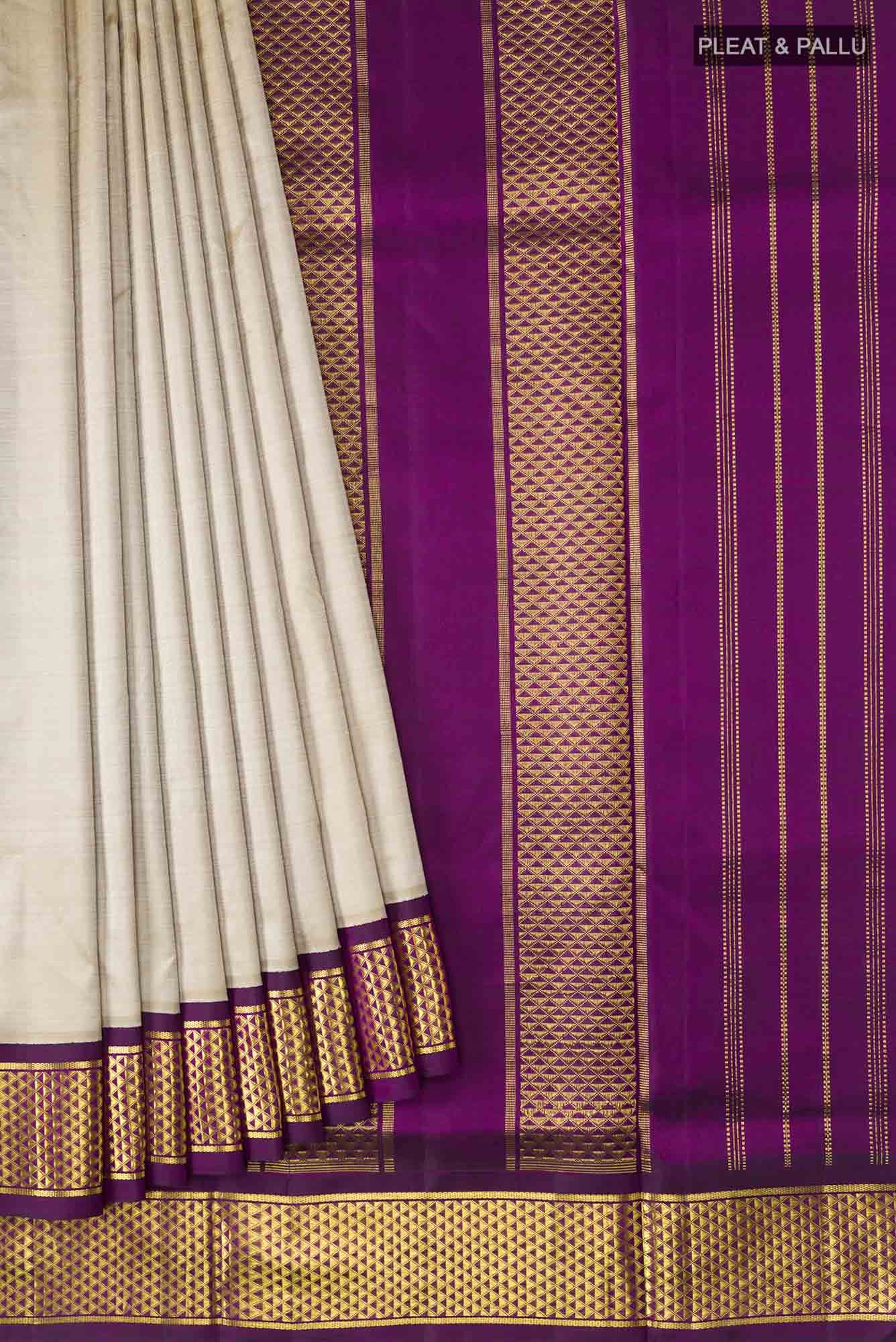 Beige Kanchipuram Silk Nine Yards Saree