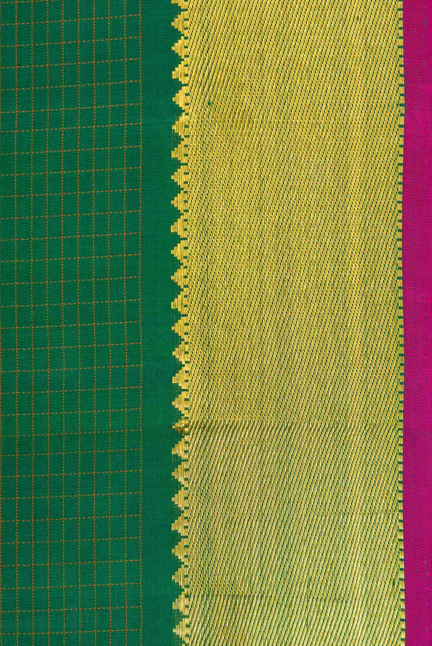 Pure Silk Pure Zari Green Dual Tone Kanchipuram Saree