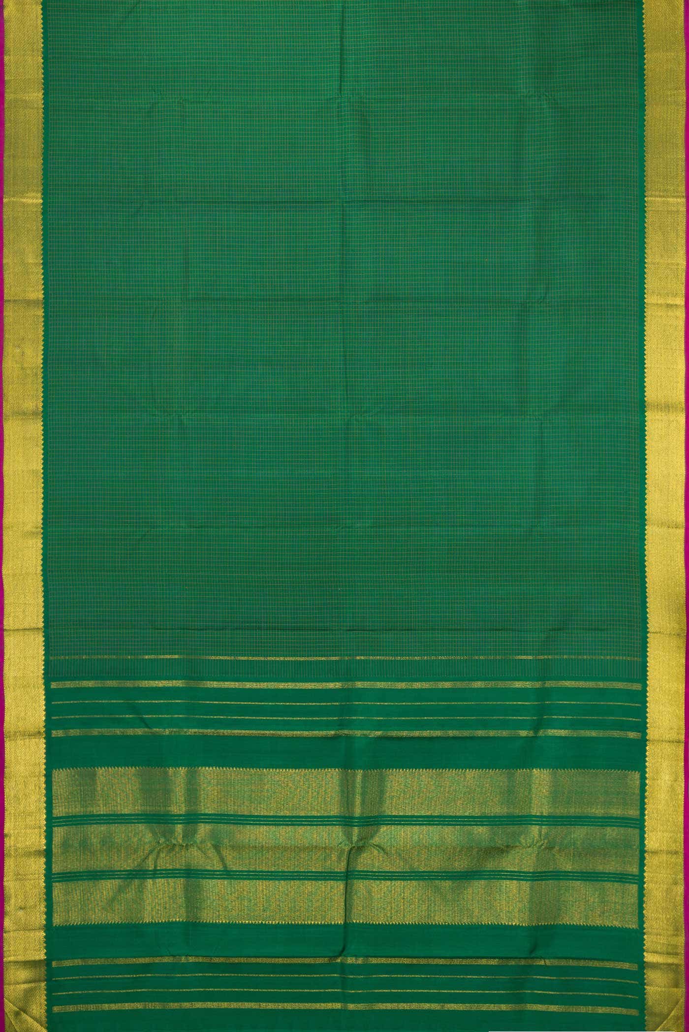 Pure Silk Pure Zari Green Dual Tone Kanchipuram Saree